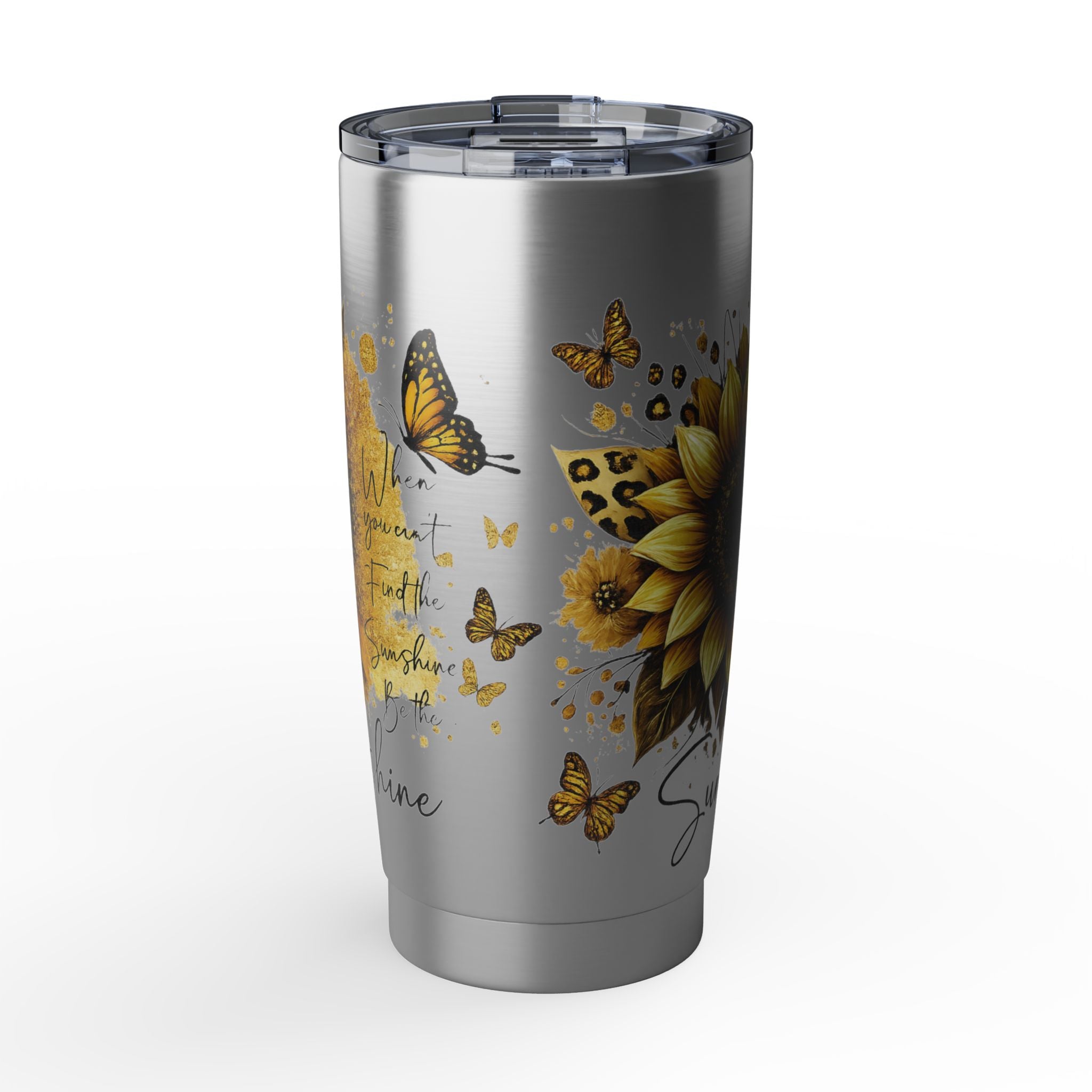 Sunflower & Monarch 20oz Tumbler — Inspirational Travel Drinkware