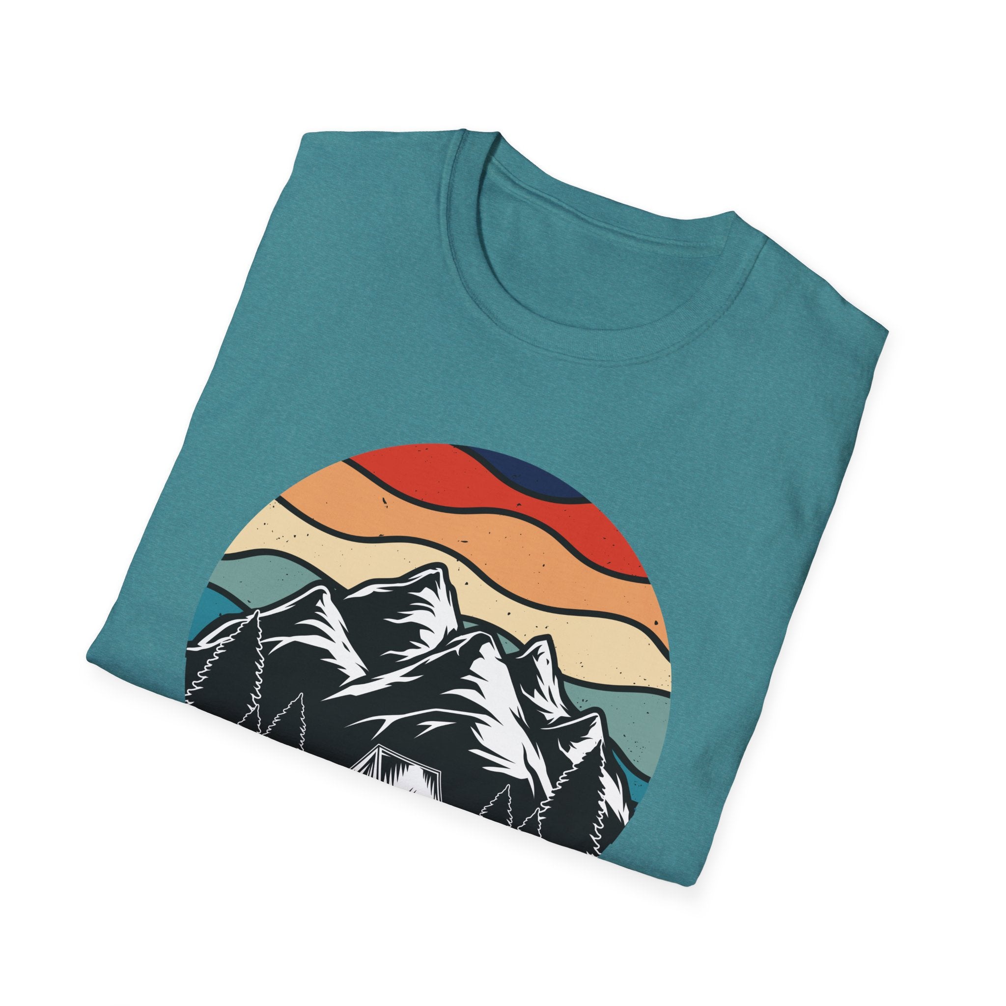 Retro Mountain Graphic T-Shirt — Sunset Camping Wilderness Tee