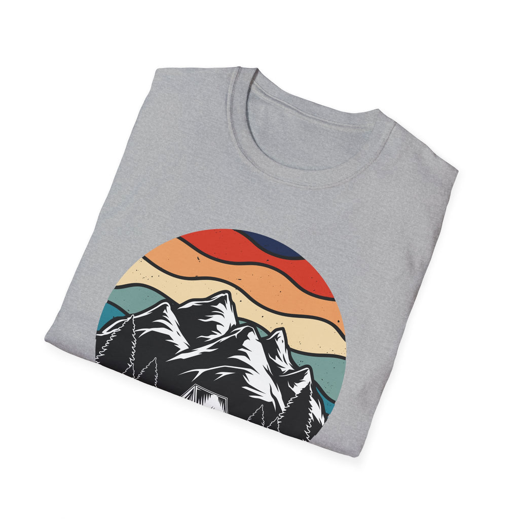 Retro Mountain Graphic T-Shirt — Sunset Camping Wilderness Tee