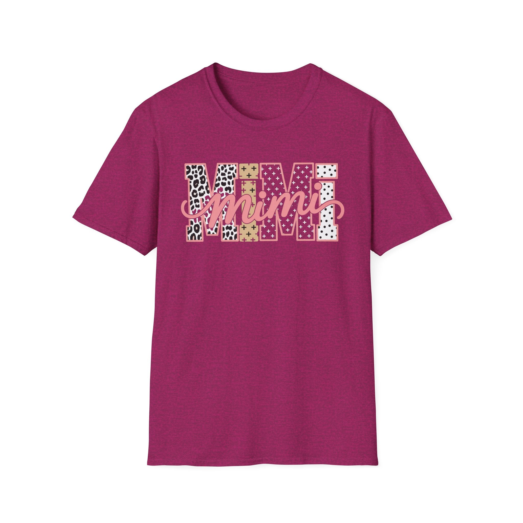 Mimi Leopard Patchwork T‑Shirt — Cute Floral & Animal Print "Mimi" Graphic Tee