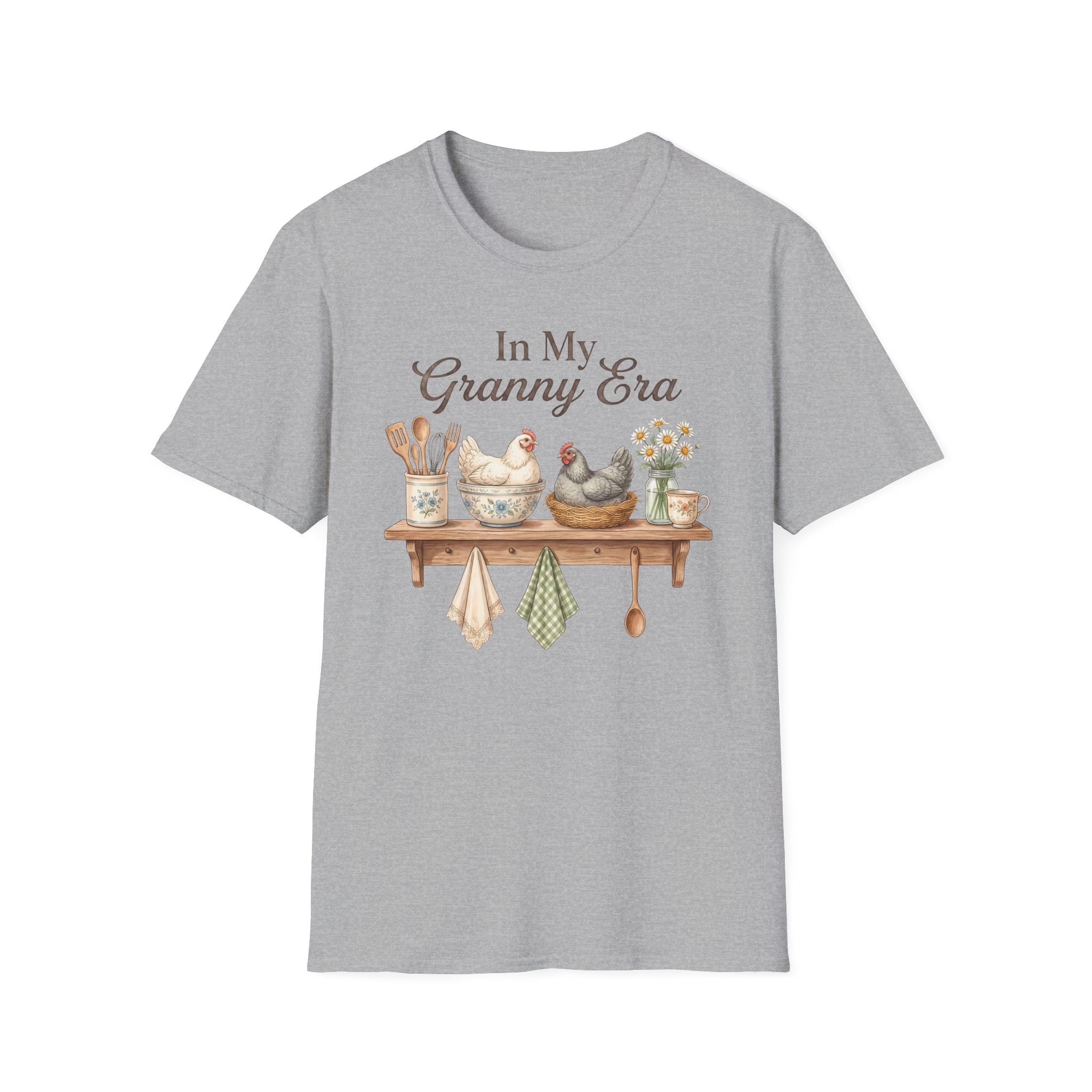 T-Shirt — "In My Granny Era" Vintage Kitchen Chickens Graphic