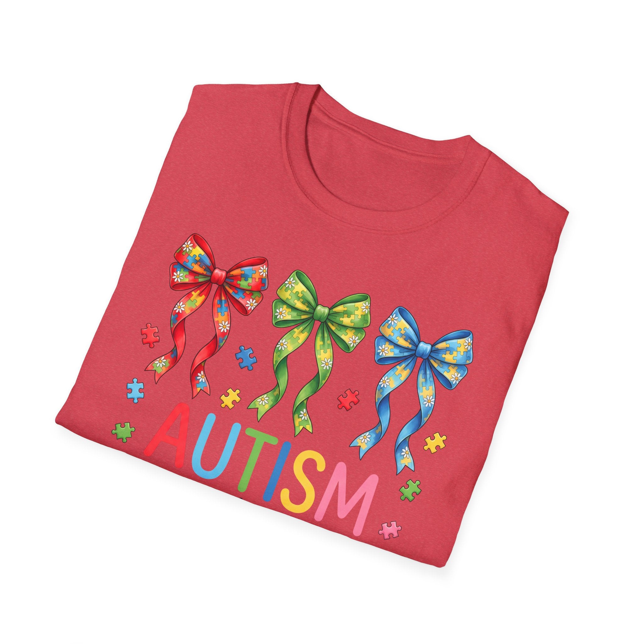 Autism Awareness T-Shirt — "Autism: Accept • Understand • Love" with Colorful Ribbon Bows