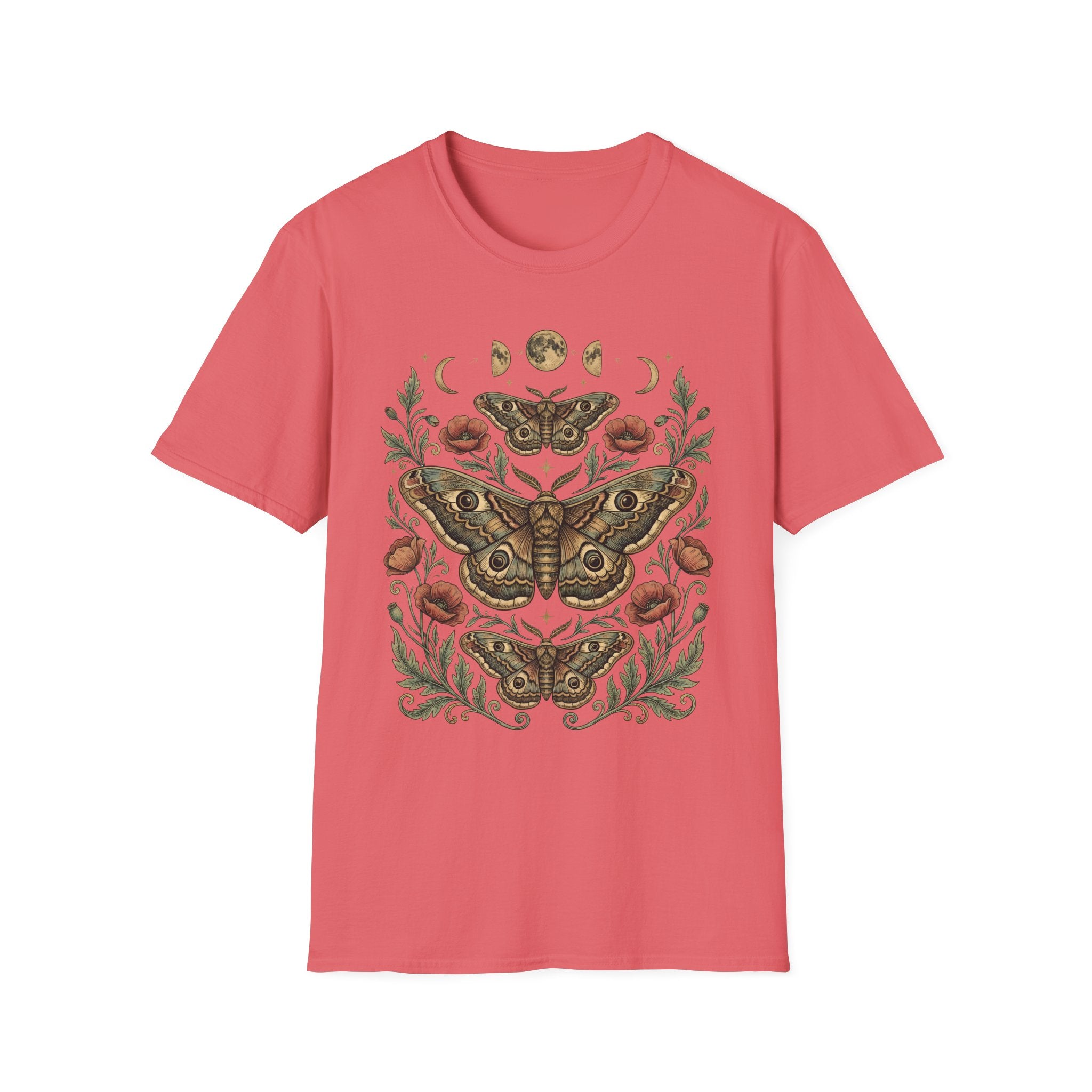 Moth & Moon Botanical T-Shirt — Vintage Poppy Moth Graphic Tee