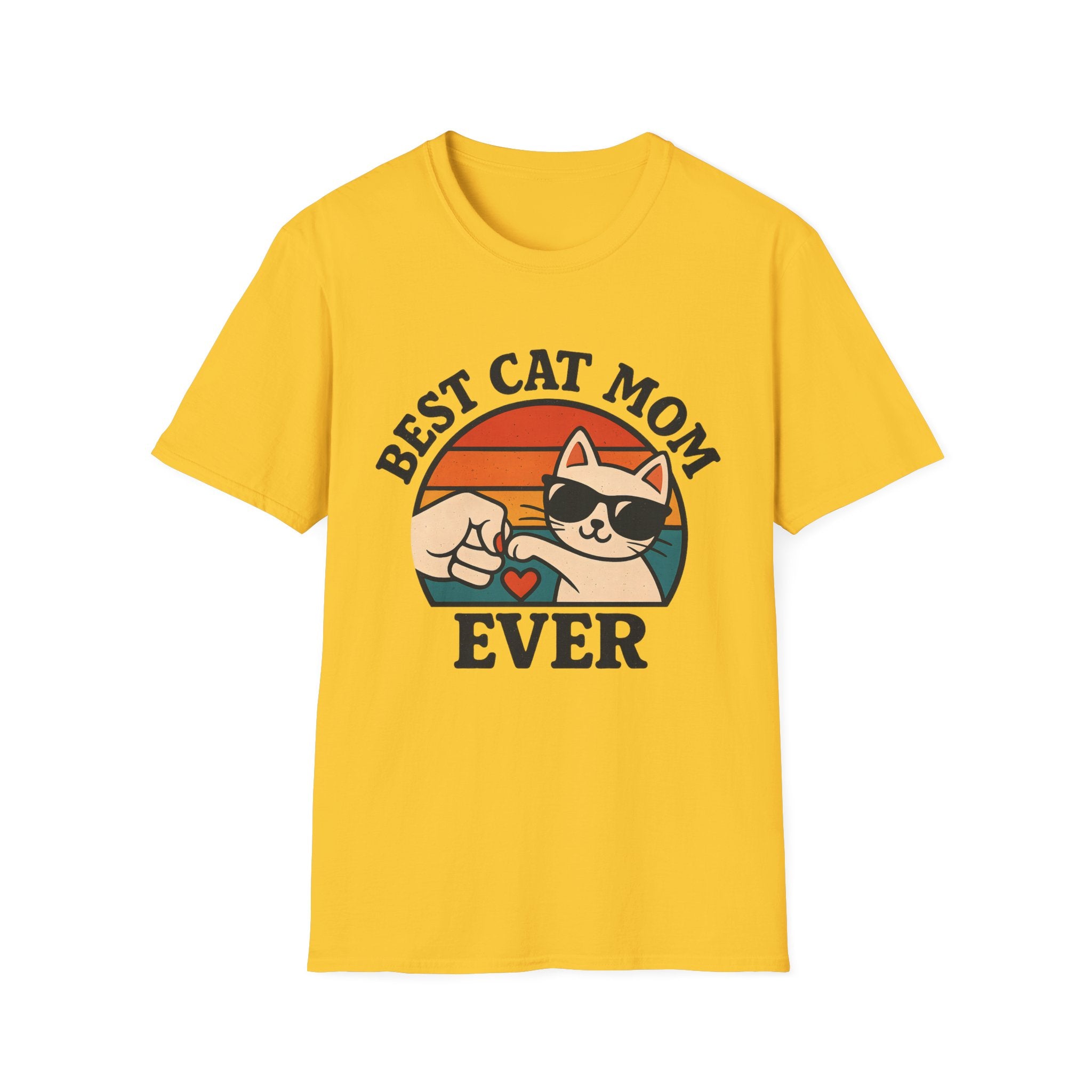 Best Cat Mom Ever T-Shirt — Cute Retro Cat Fist Bump Tee for Cat Lovers, Mother's Day Gift