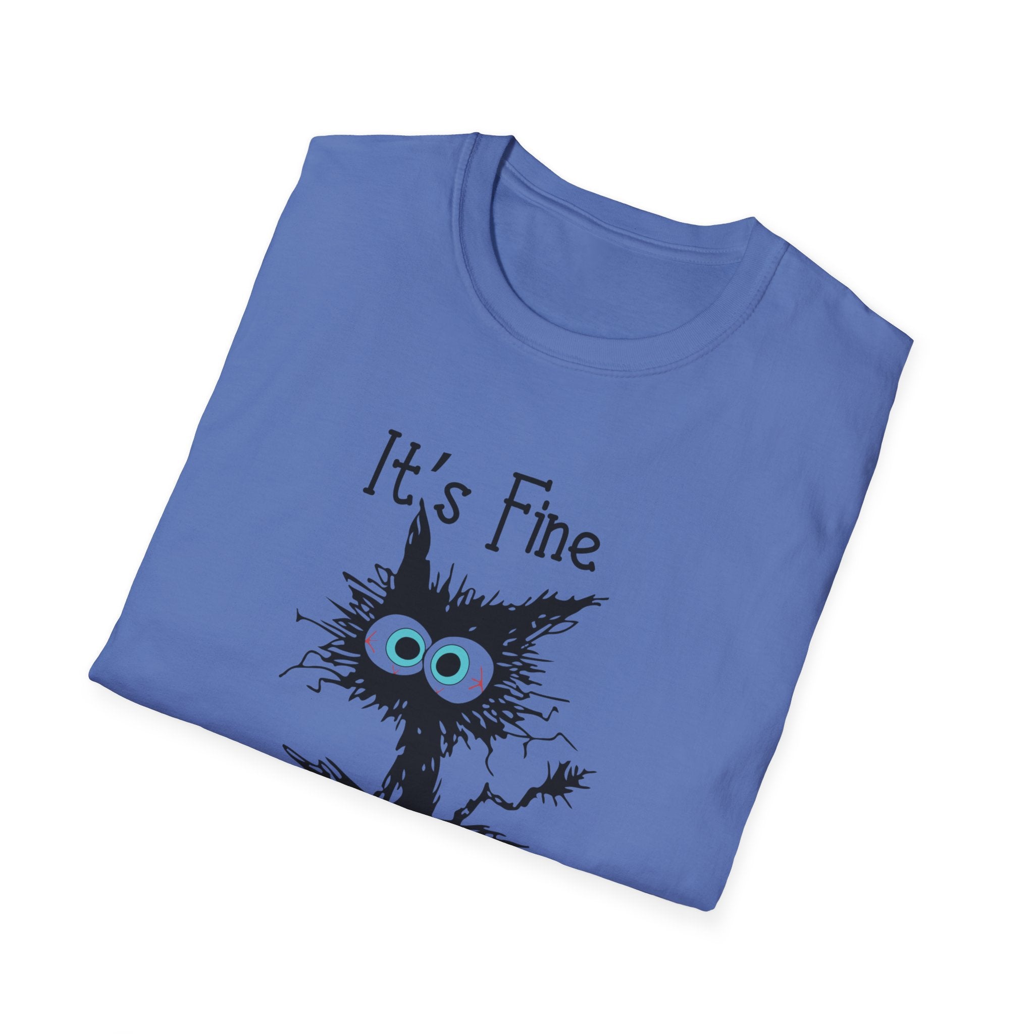 It's Fine Cat T-Shirt — Funny Grunge Cat Graphic Tee ("It's Fine I'm Fine Everything Is Fine")