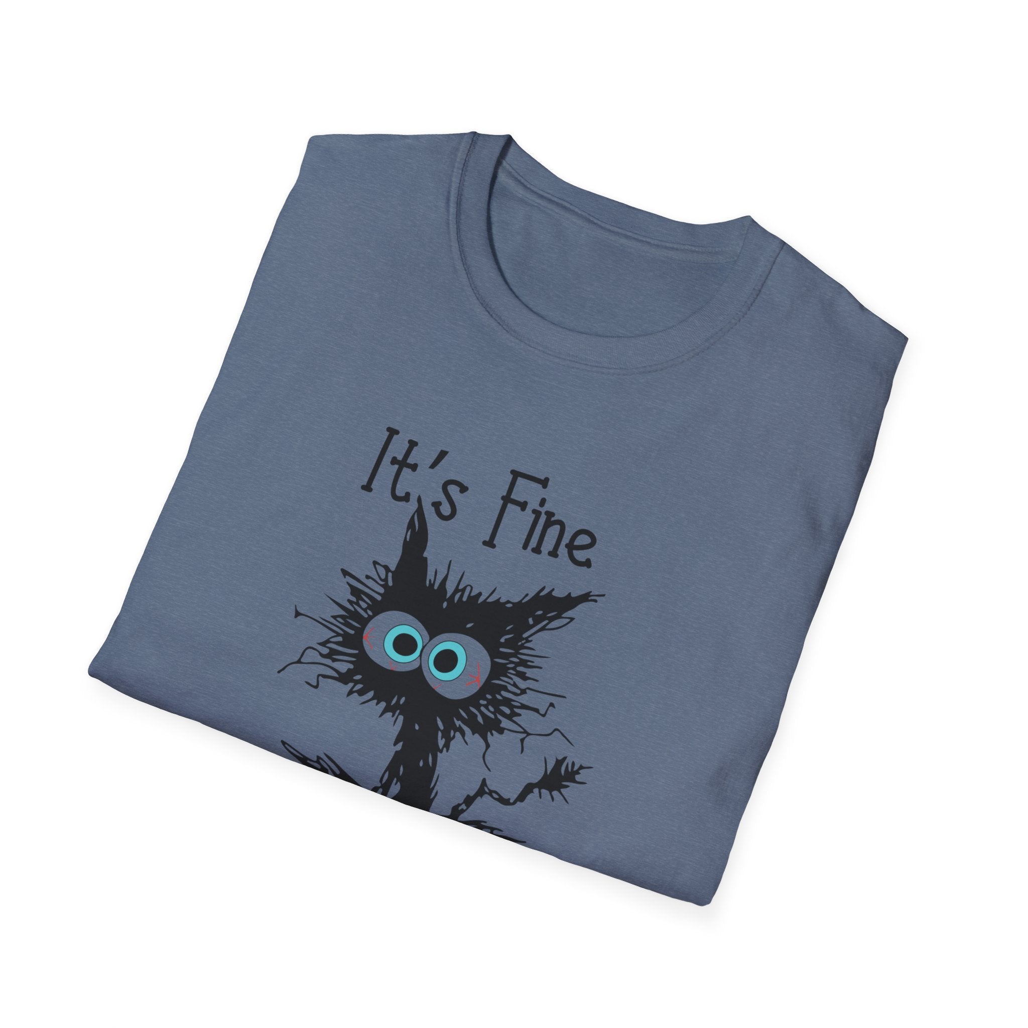 It's Fine Cat T-Shirt — Funny Grunge Cat Graphic Tee ("It's Fine I'm Fine Everything Is Fine")