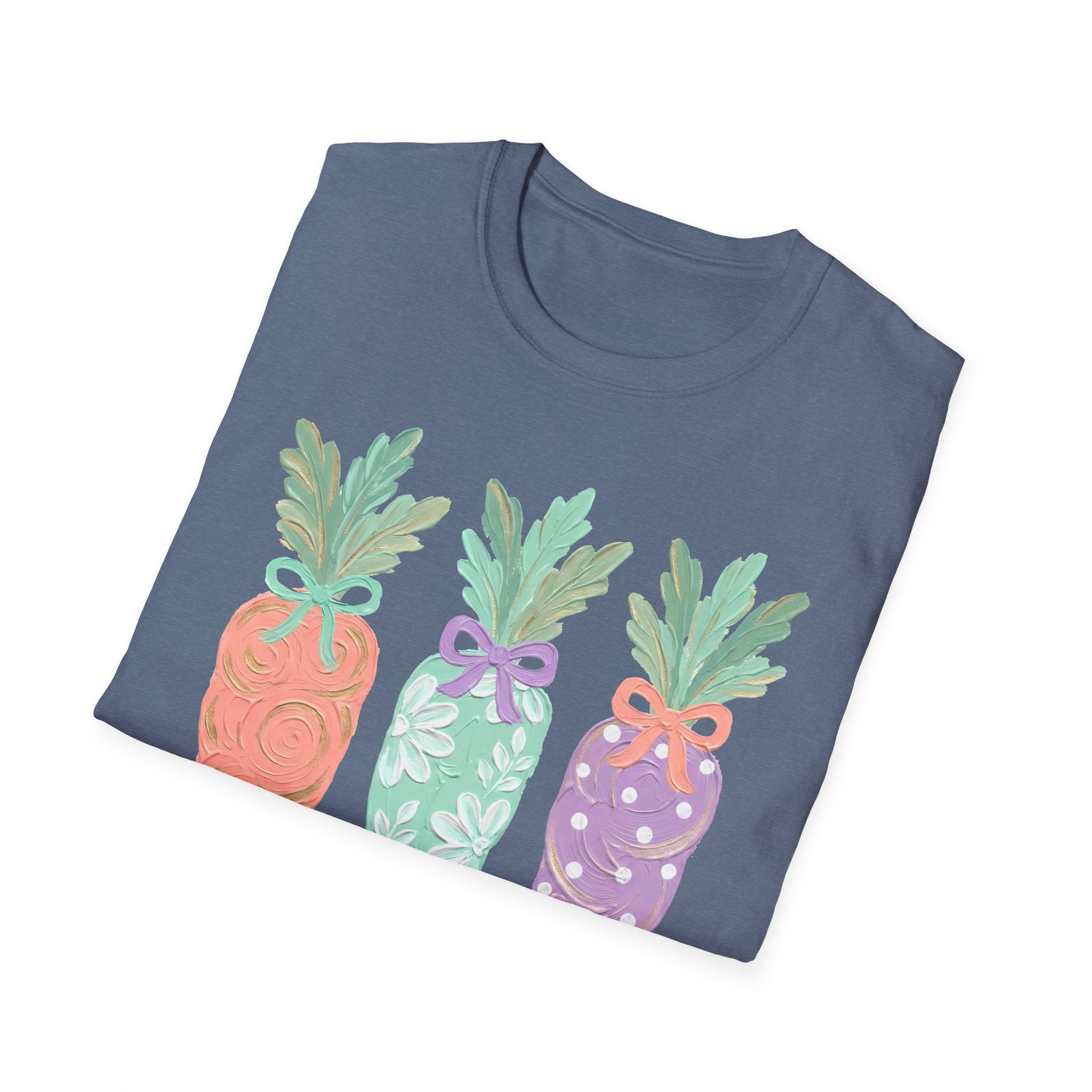 Carrot Trio Graphic T-Shirt — Pastel Floral Easter Tee