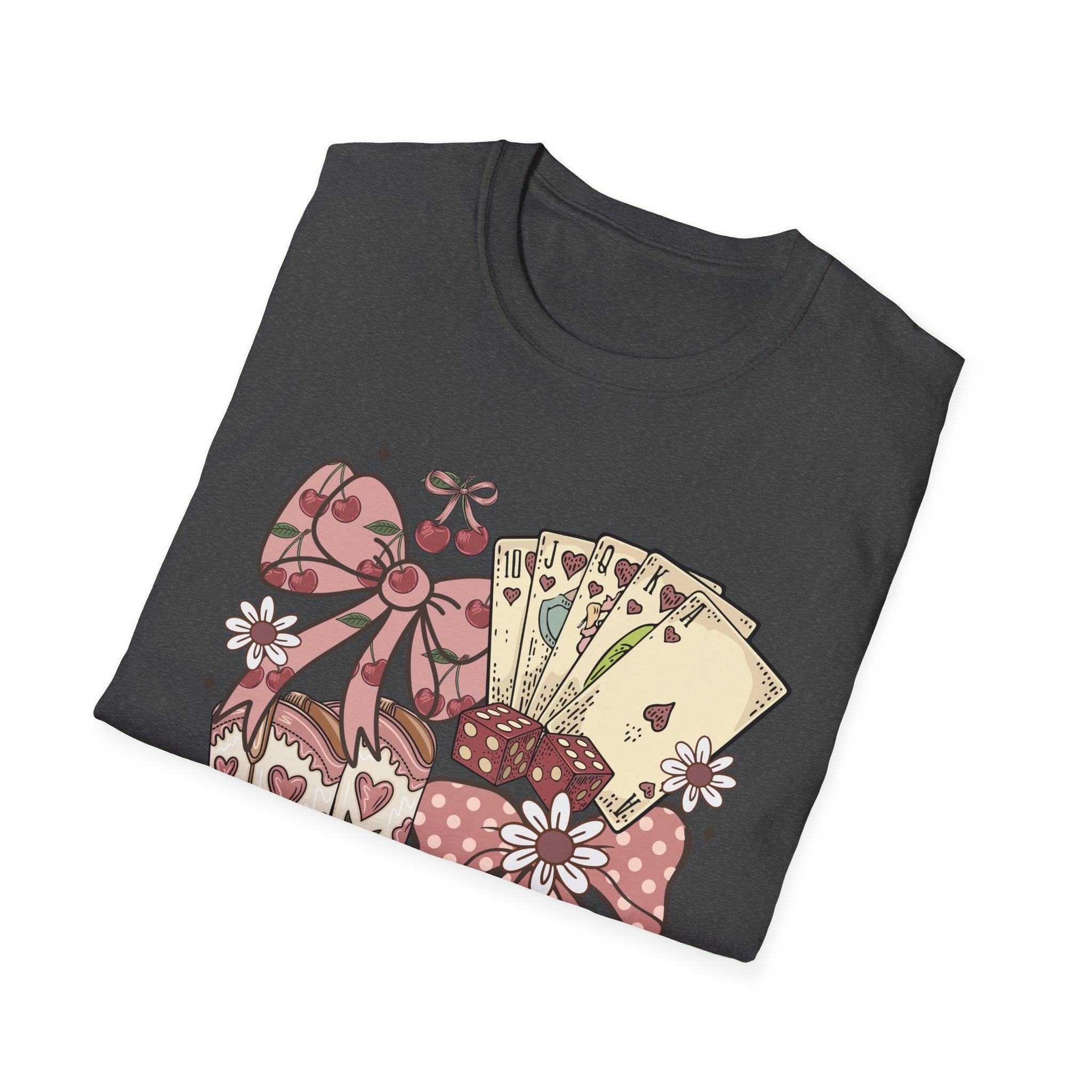 Cowgirl Aesthetic T‑Shirt — Western Boots, Cards & Ribbon Graphic