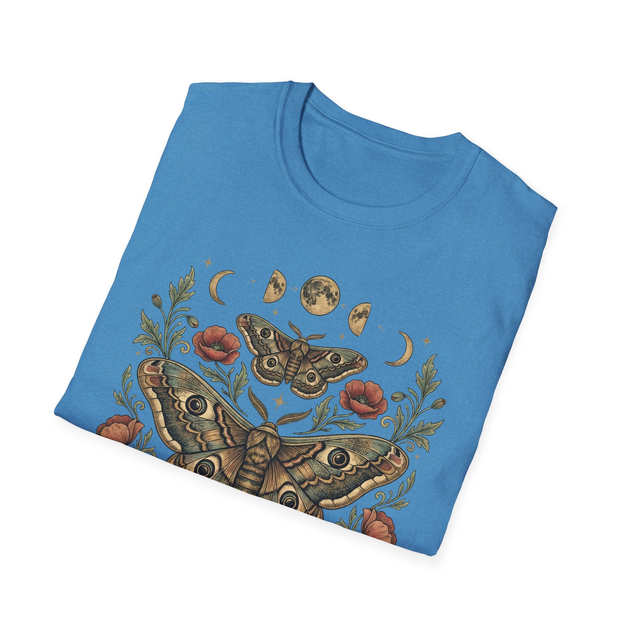 Moth & Moon Botanical T-Shirt — Vintage Poppy Moth Graphic Tee