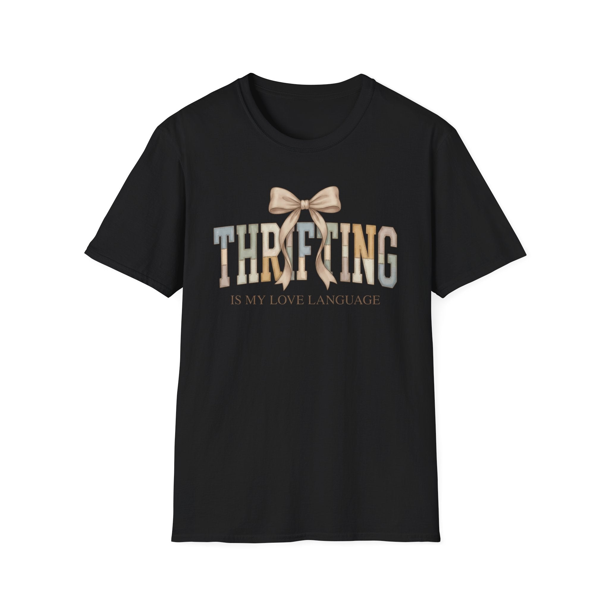 Thrifting Is My Love Language T-Shirt – Retro Bow Vintage Vibe Tee for Thrift Lovers