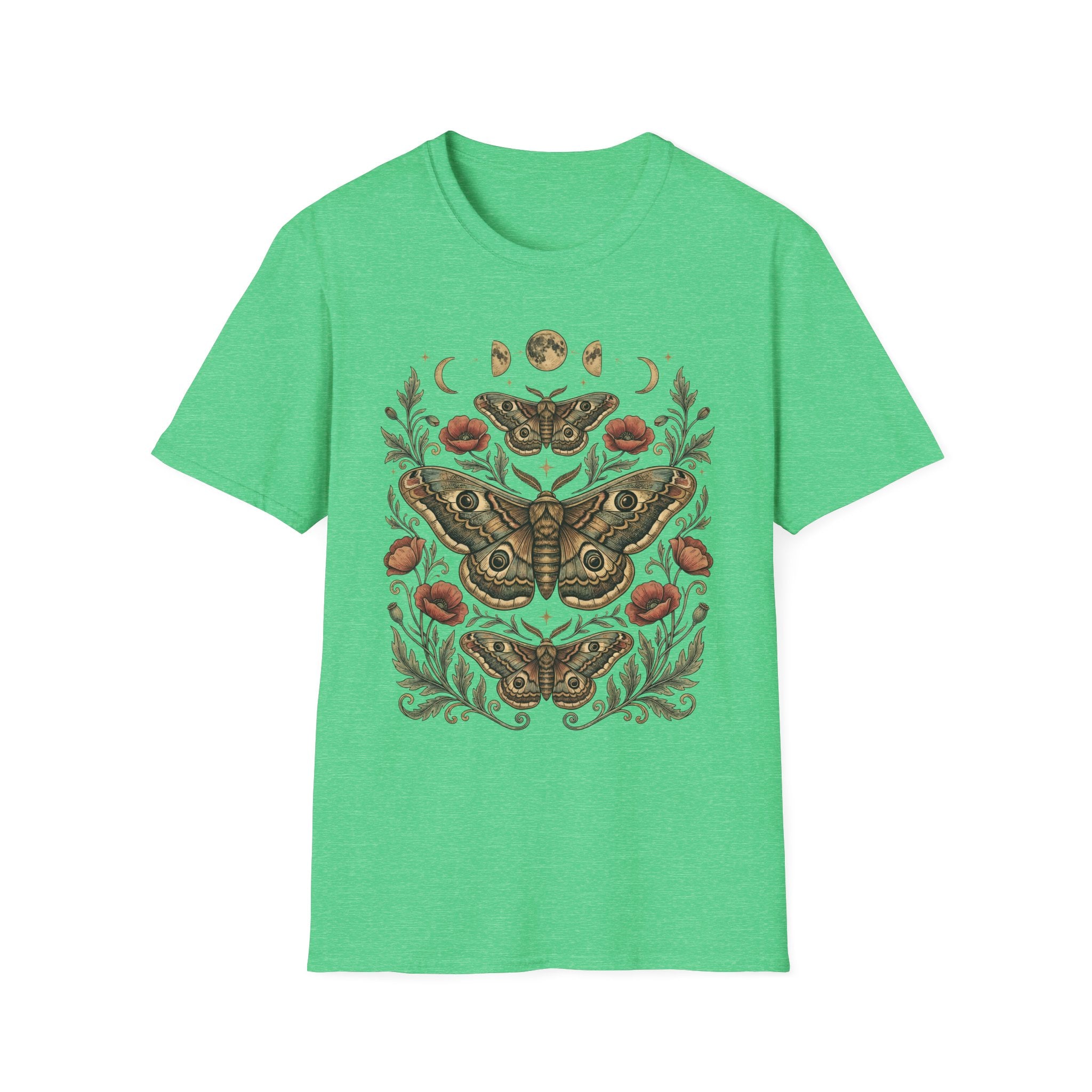 Moth & Moon Botanical T-Shirt — Vintage Poppy Moth Graphic Tee