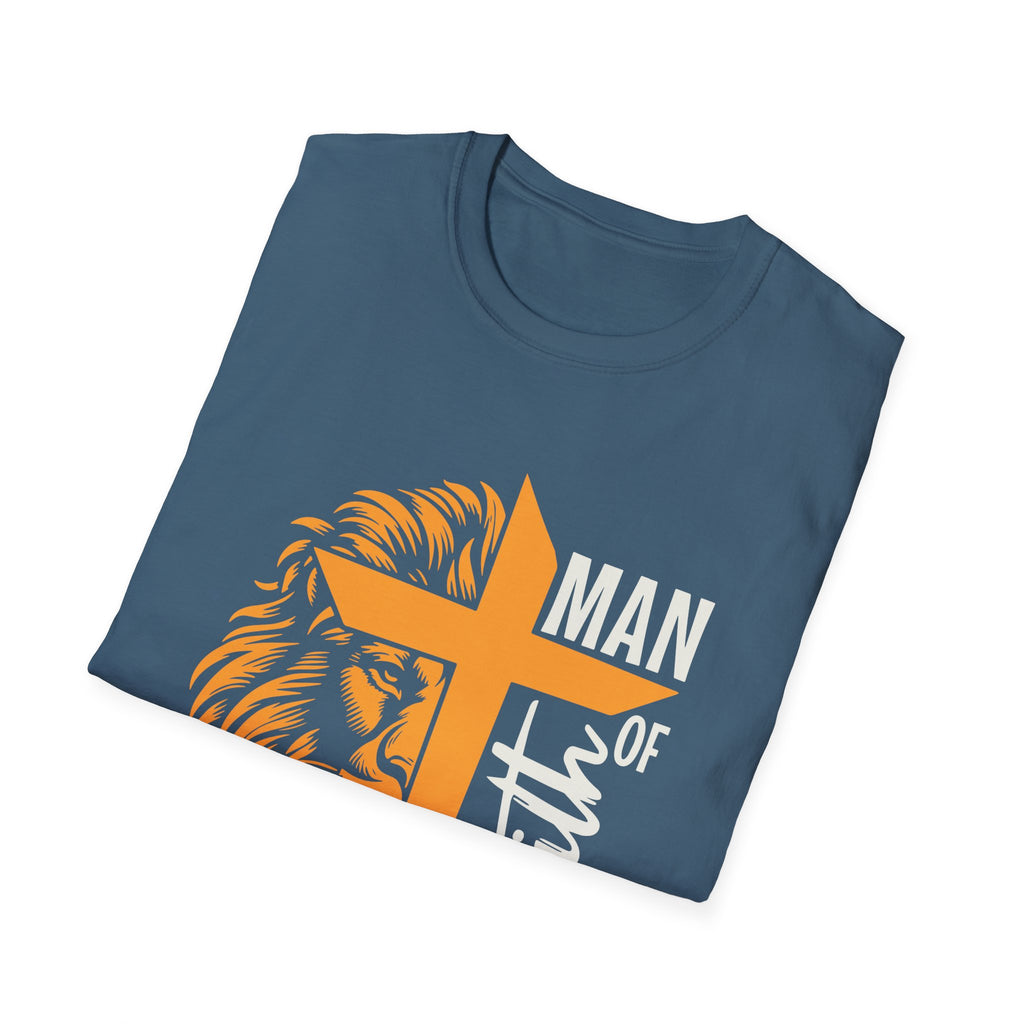 Man of Faith T-Shirt — Lion & Cross Christian Tee (1 Corinthians 16:13)