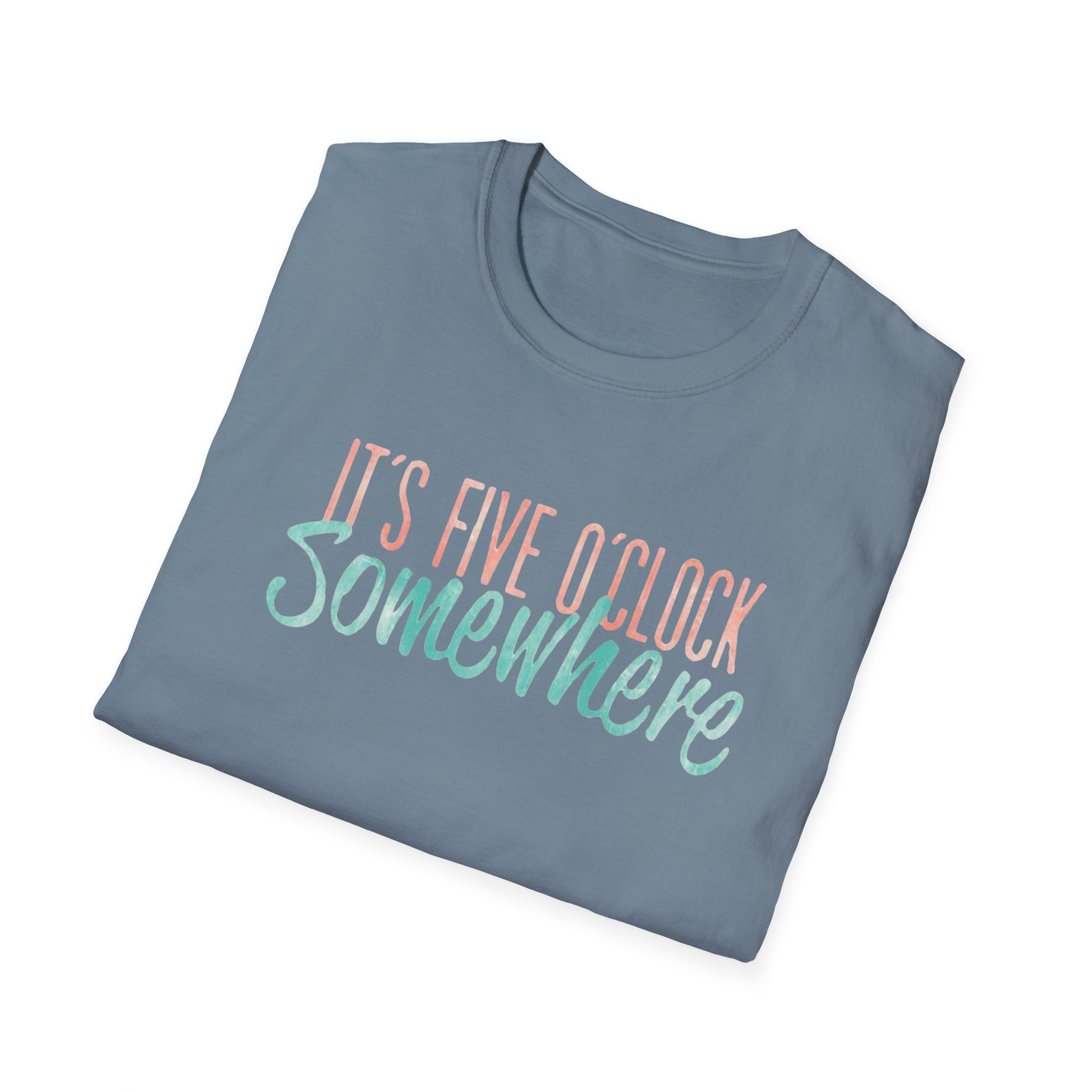 T-Shirt: "It’s Five O’Clock Somewhere" Pastel Vacation Tee