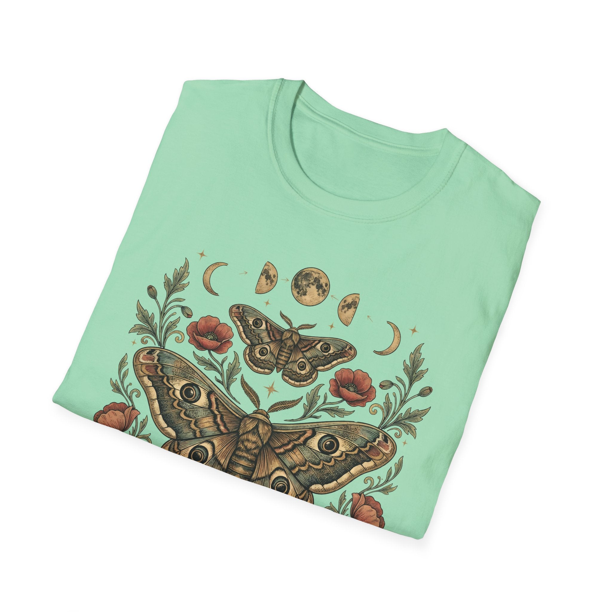 Moth & Moon Botanical T-Shirt — Vintage Poppy Moth Graphic Tee