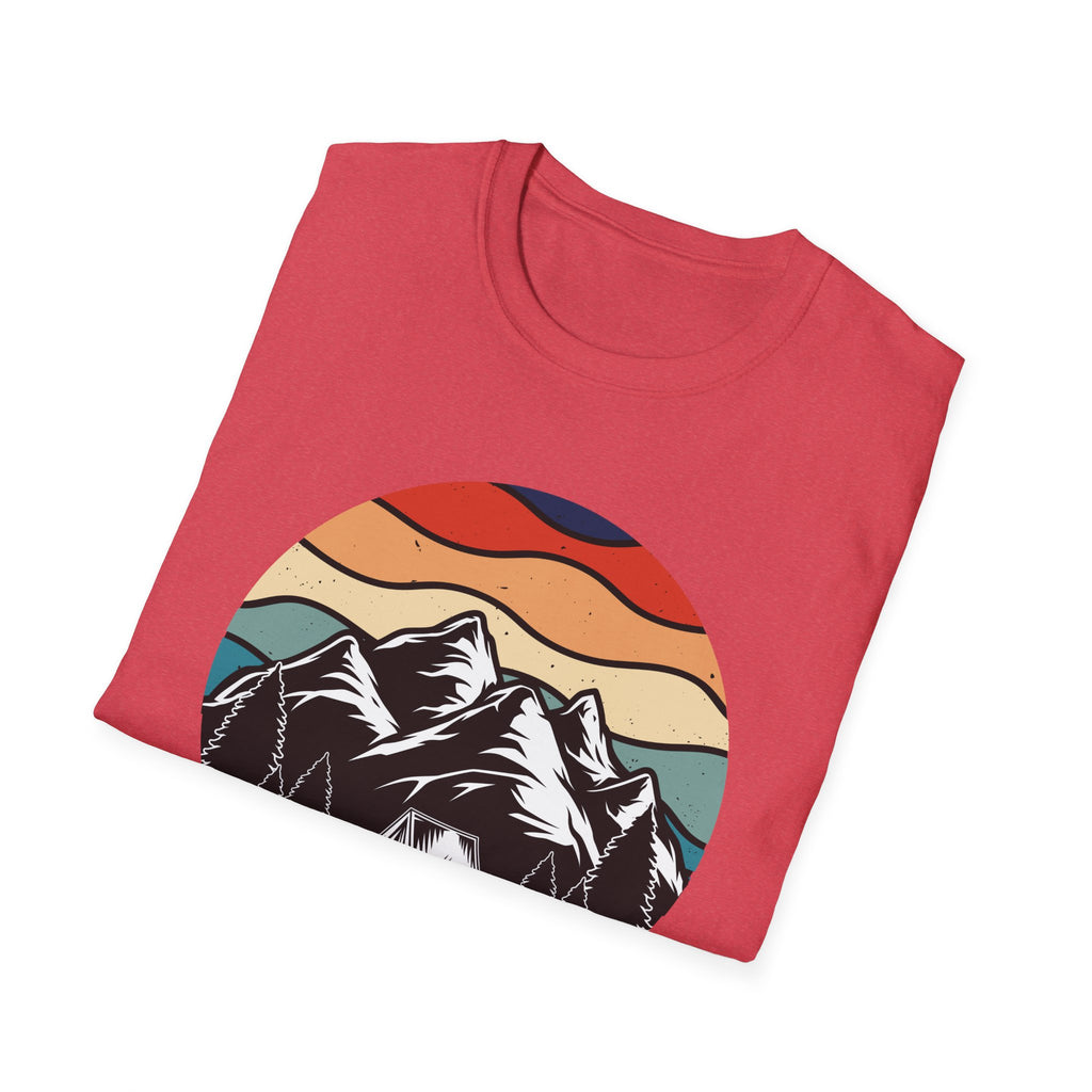Retro Mountain Graphic T-Shirt — Sunset Camping Wilderness Tee