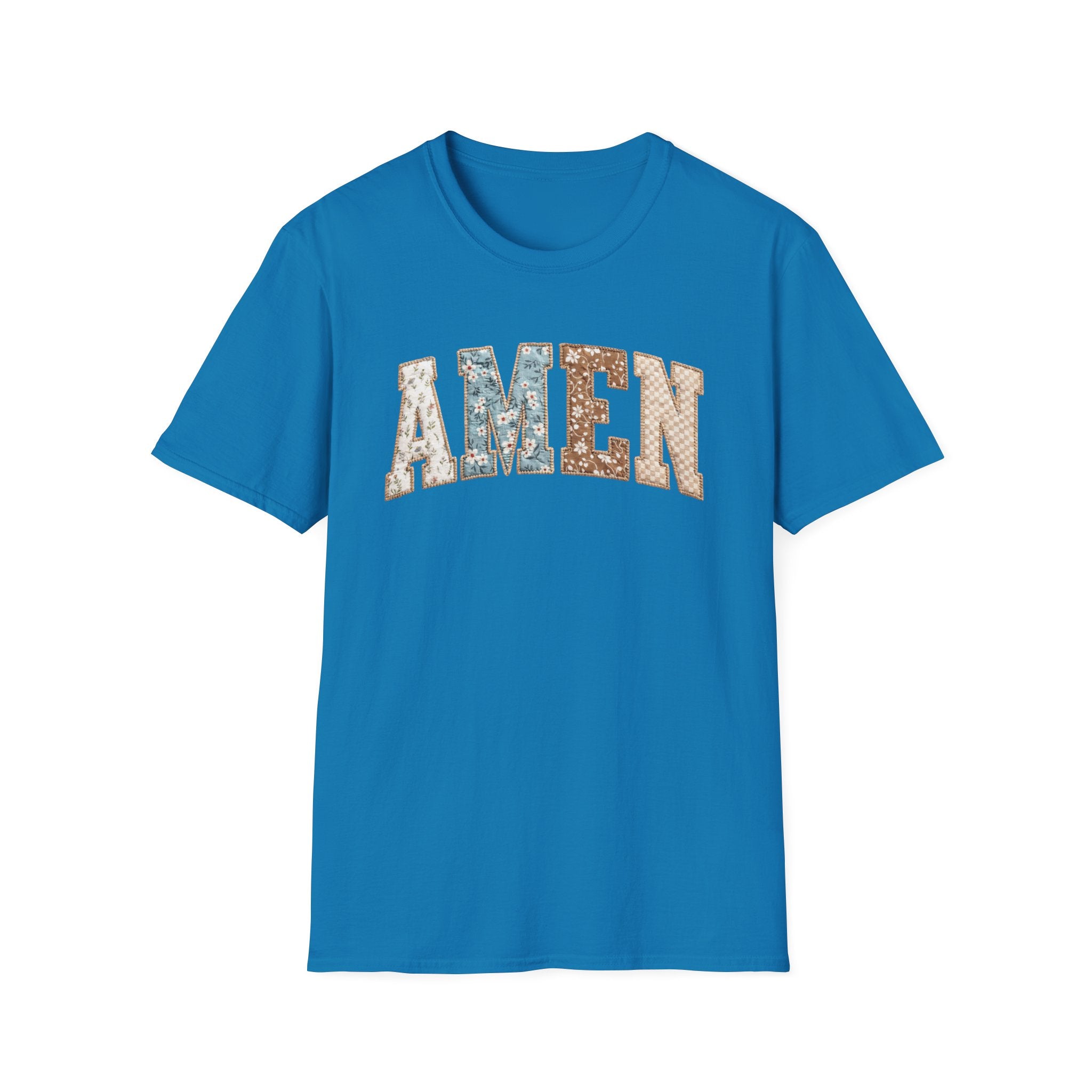 Amen Floral T-Shirt — Vintage Patchwork Faith Tee
