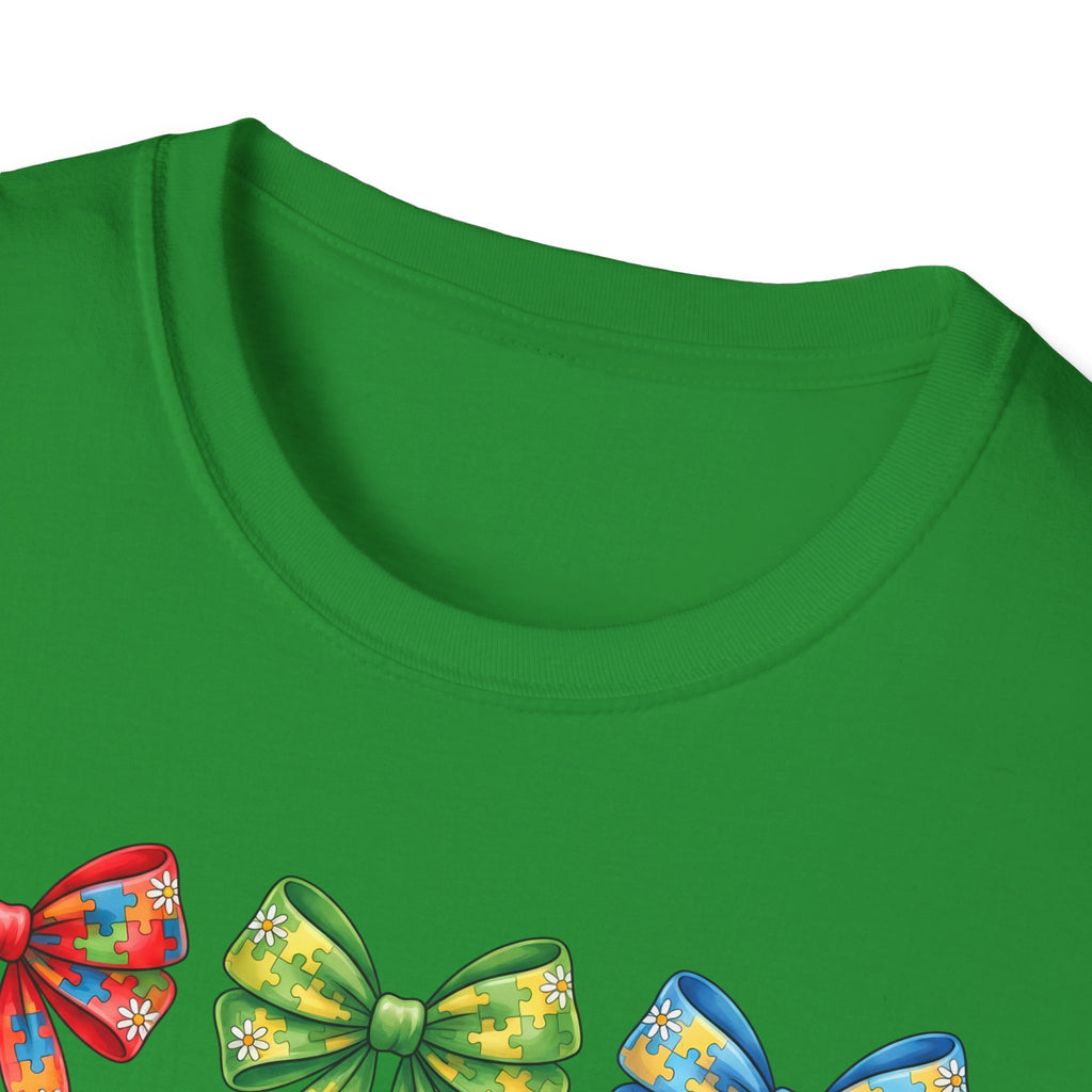 Autism Awareness T-Shirt — "Autism: Accept • Understand • Love" with Colorful Ribbon Bows
