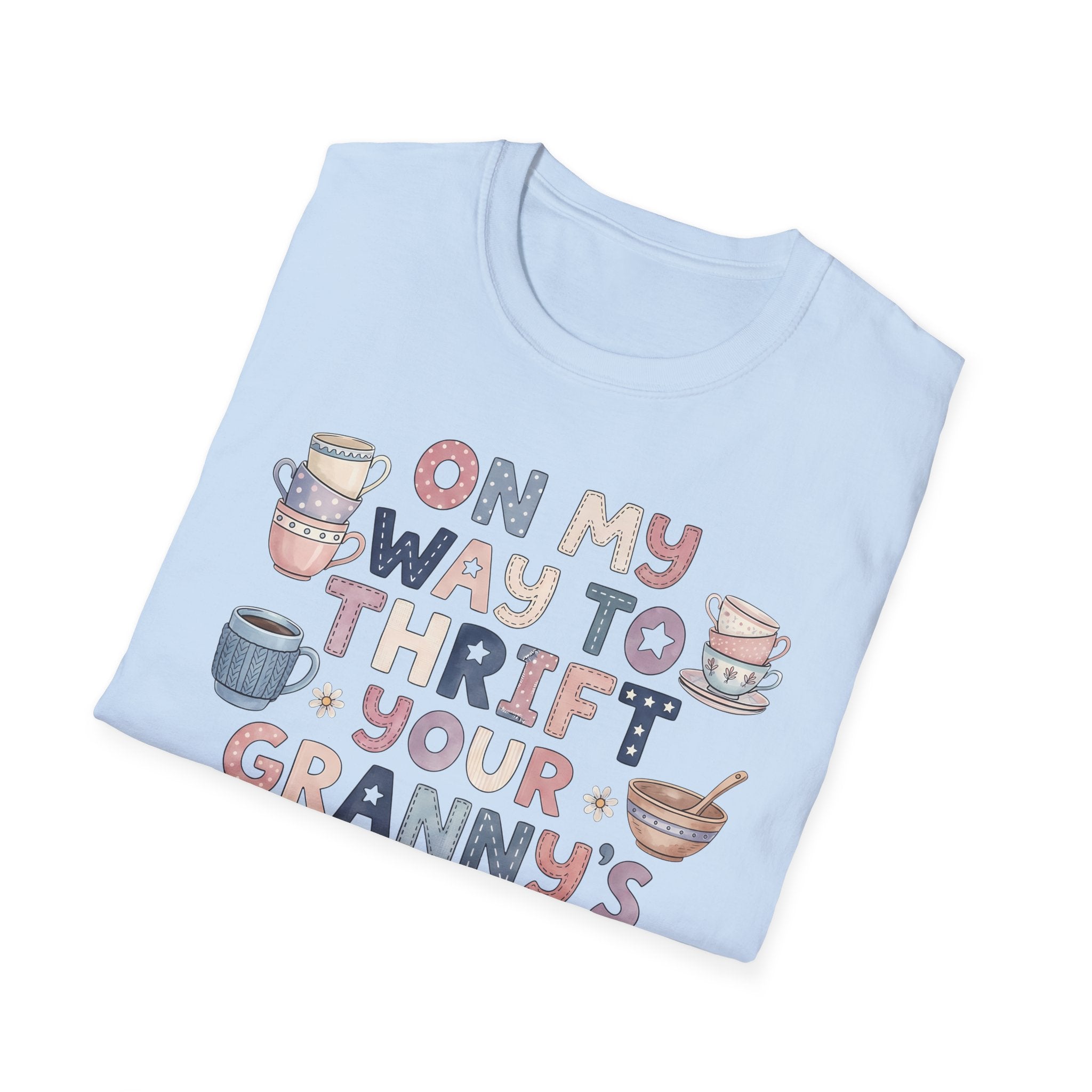 Thrifted Finds Tee — “On My Way to Thrift Your Granny’s Knick Knacks” Vintage Coffee Graphic T-Shirt