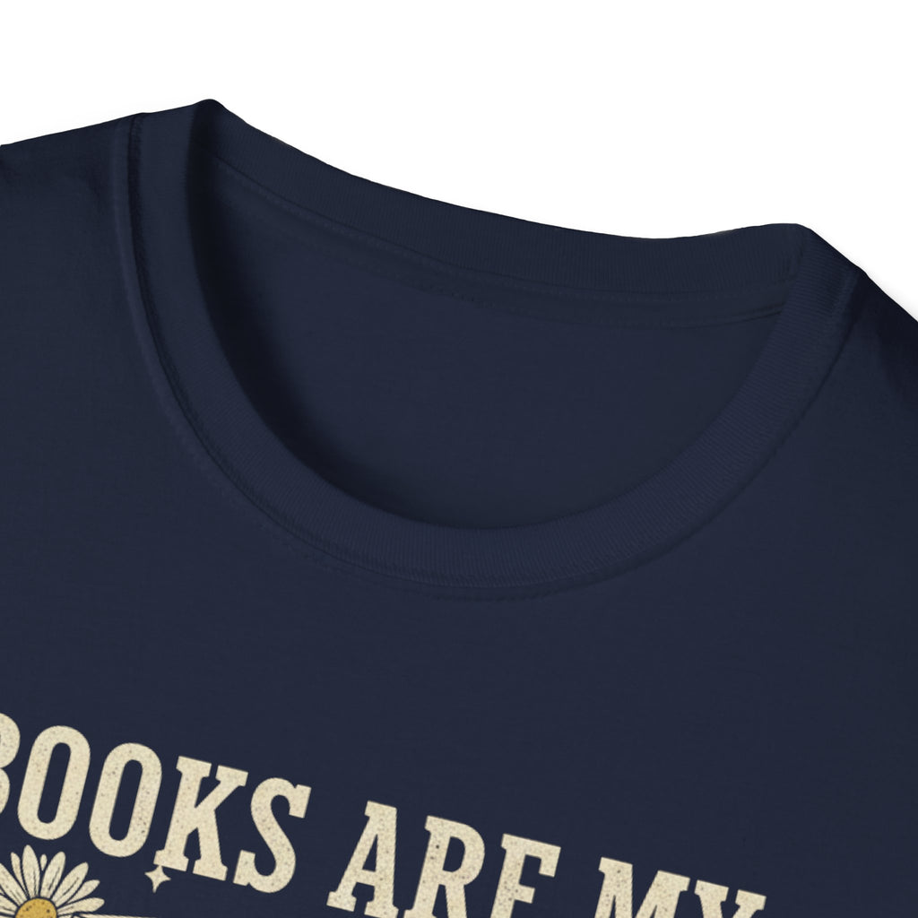 Books Are My Therapy T-Shirt — Stack of Books & Coffee Literary Tee