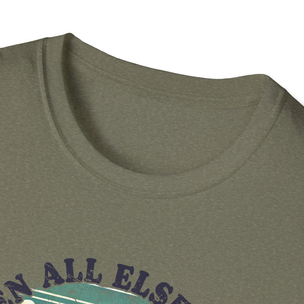 Faith-Based Graphic T-Shirt — "When All Else Fails, God Doesn't" Desert Sunset Design