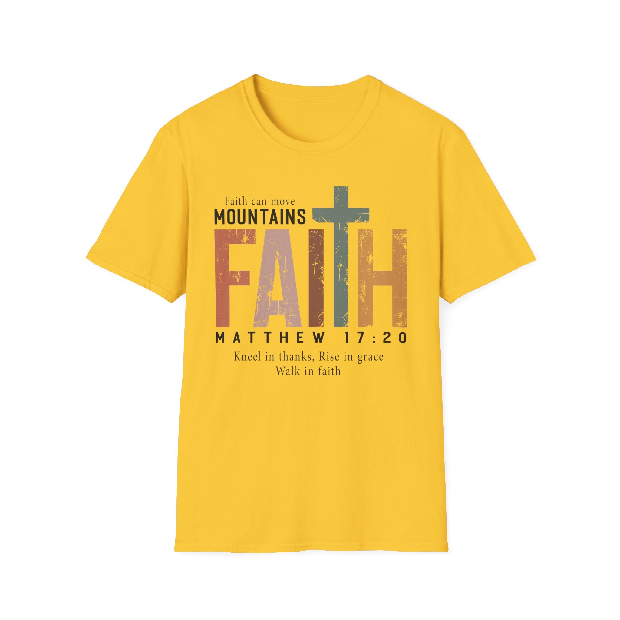 Faith Mountains T-Shirt — Matthew 17:20 Christian Inspirational Tee