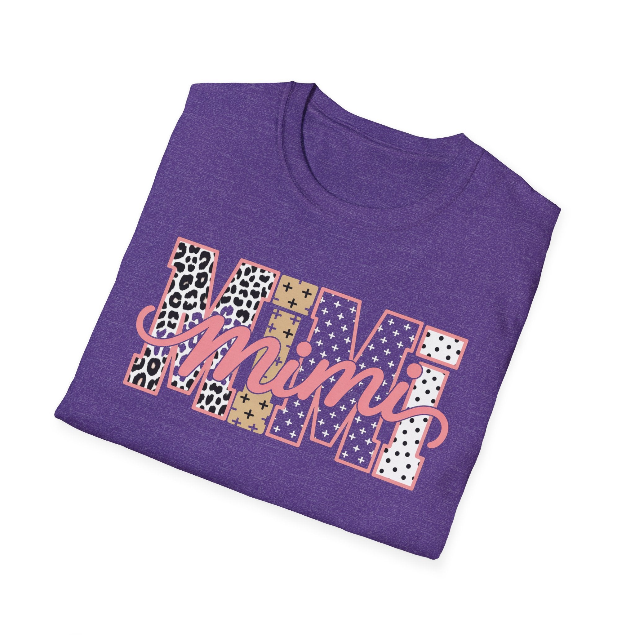 Mimi Leopard Patchwork T‑Shirt — Cute Floral & Animal Print "Mimi" Graphic Tee