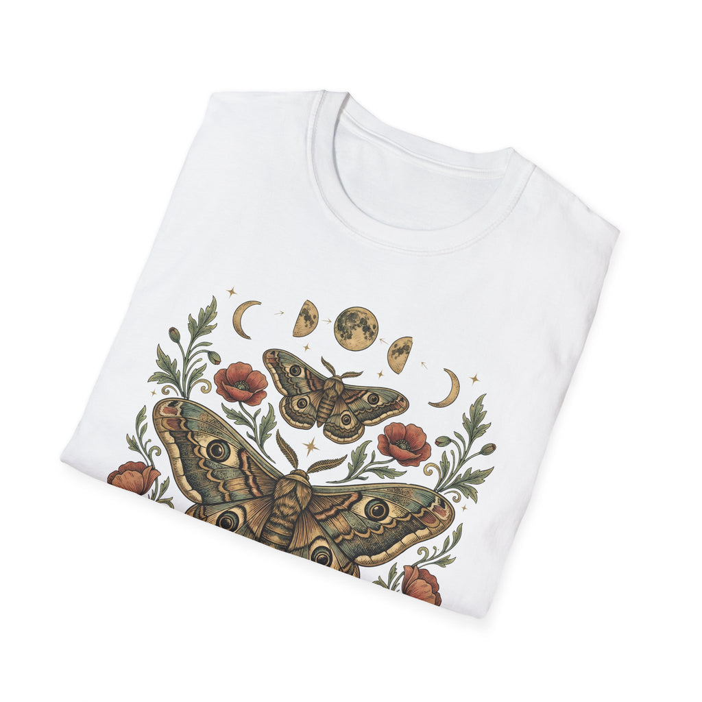 Moth & Moon Botanical T-Shirt — Vintage Poppy Moth Graphic Tee