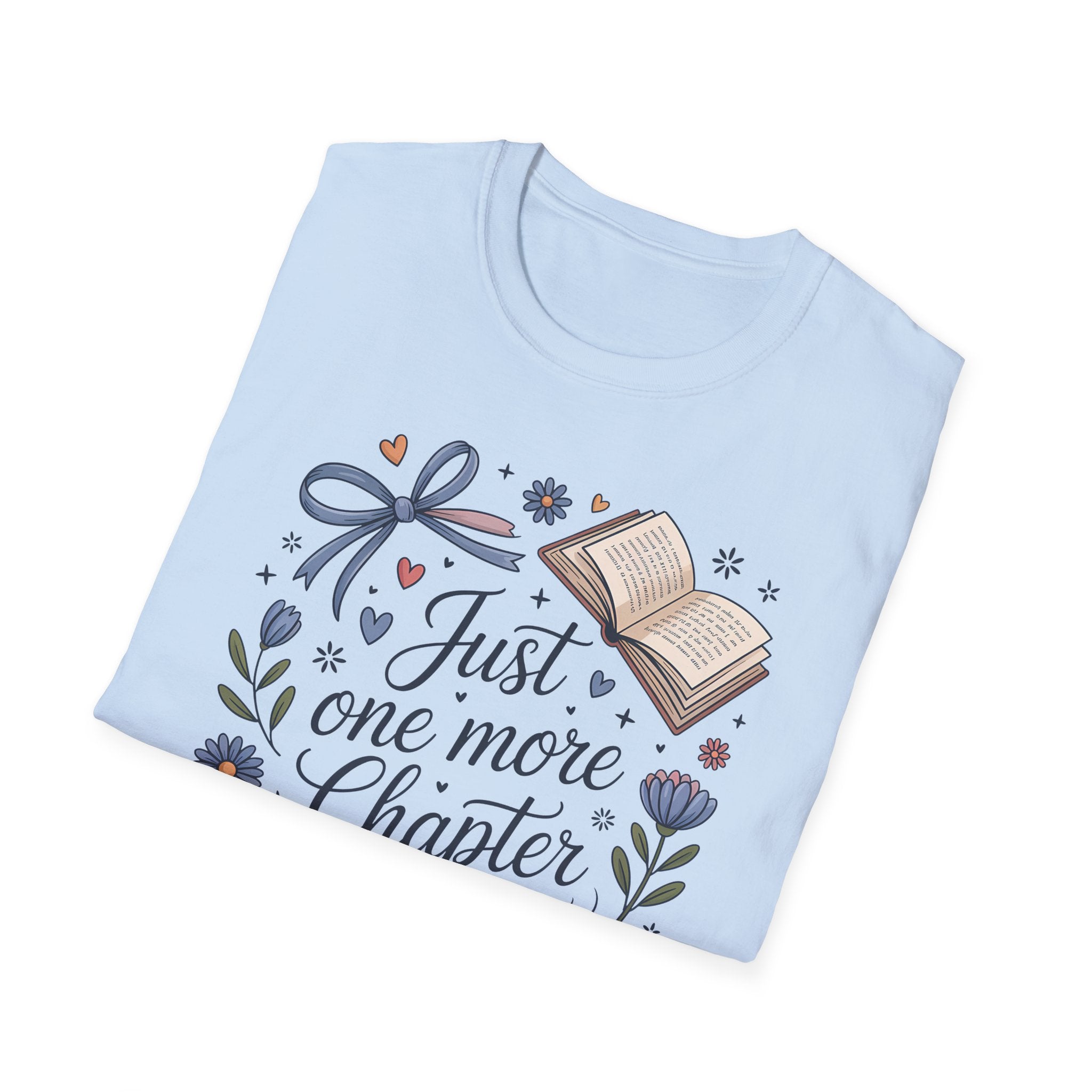 T-Shirt — "Just One More Chapter" Book Lover Tee with Glasses & Coffee