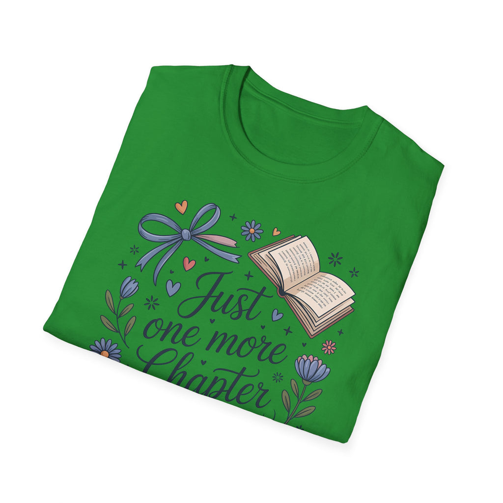 T-Shirt — "Just One More Chapter" Book Lover Tee with Glasses & Coffee