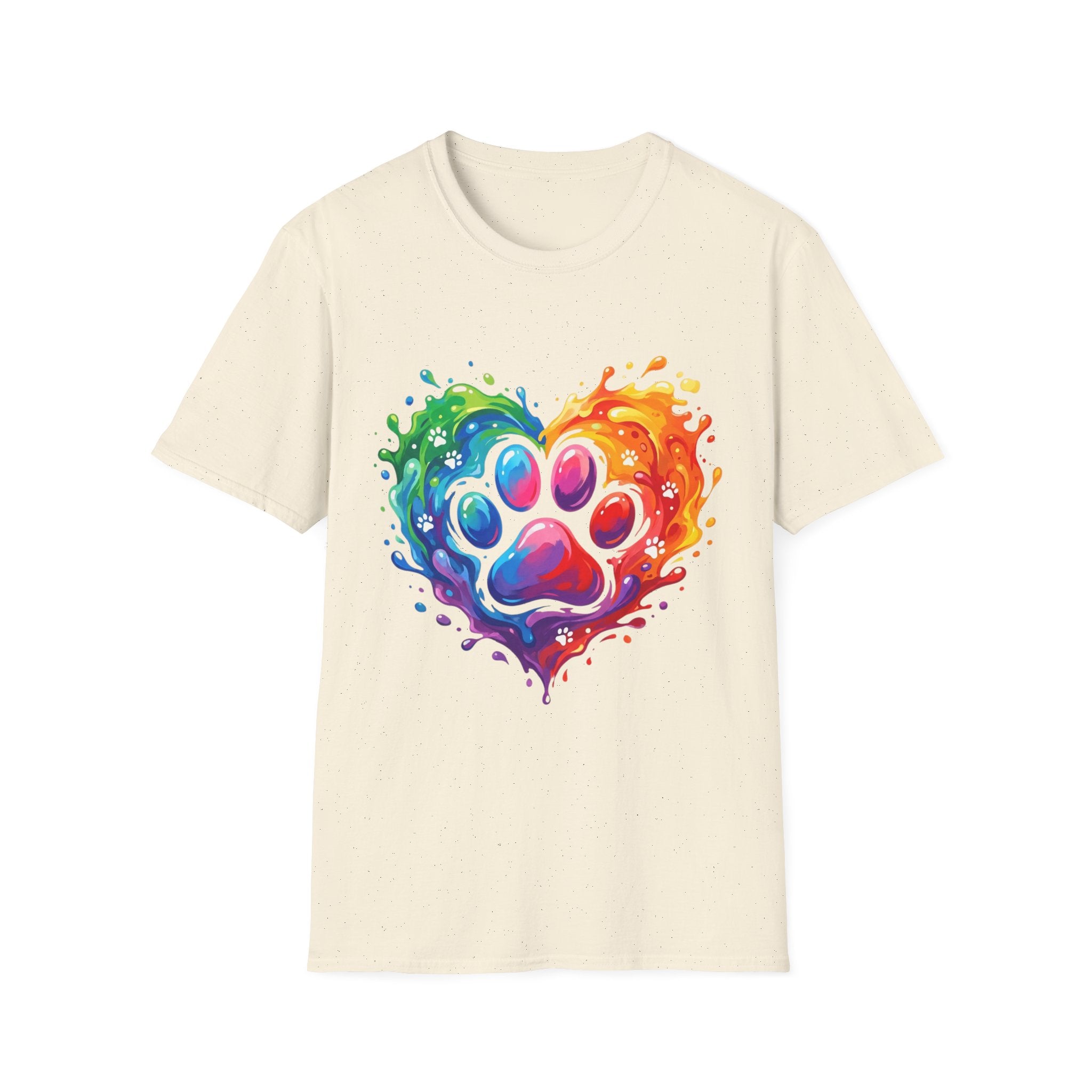 Rainbow Paw Heart T-Shirt — Colorful Pet Lover Tee