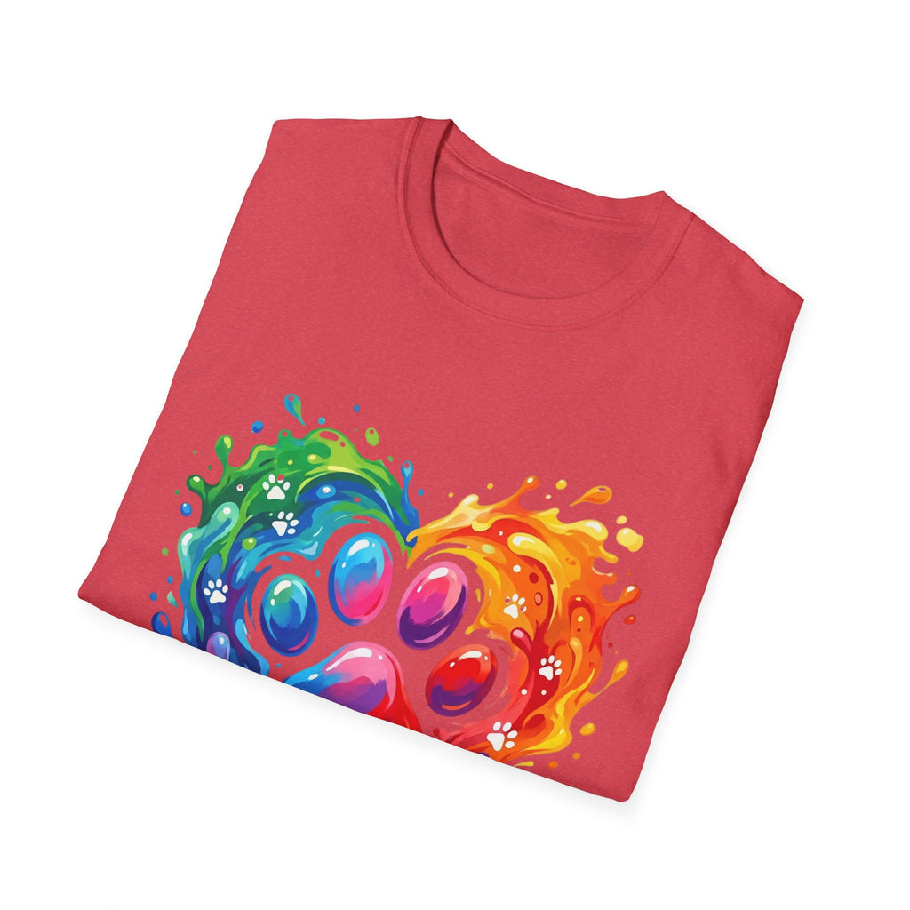 Rainbow Paw Heart T-Shirt — Colorful Pet Lover Tee