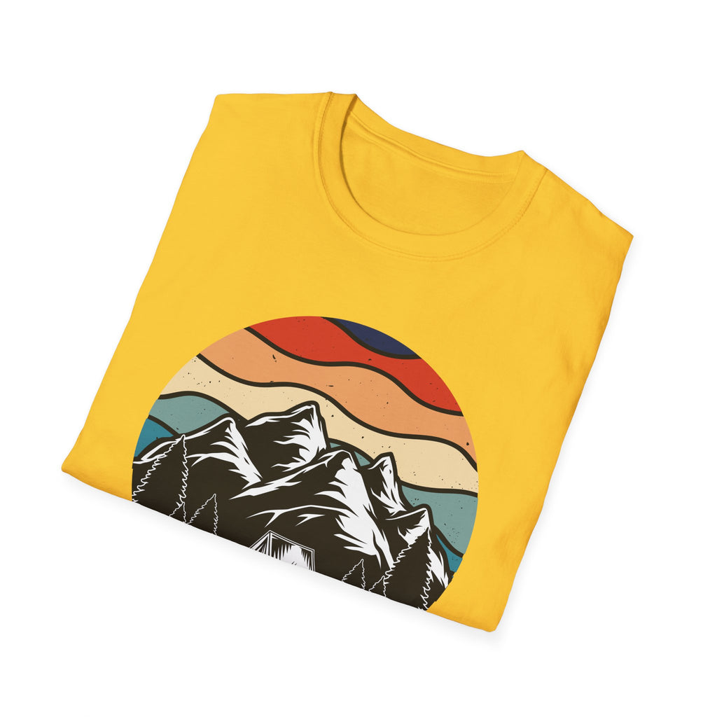 Retro Mountain Graphic T-Shirt — Sunset Camping Wilderness Tee