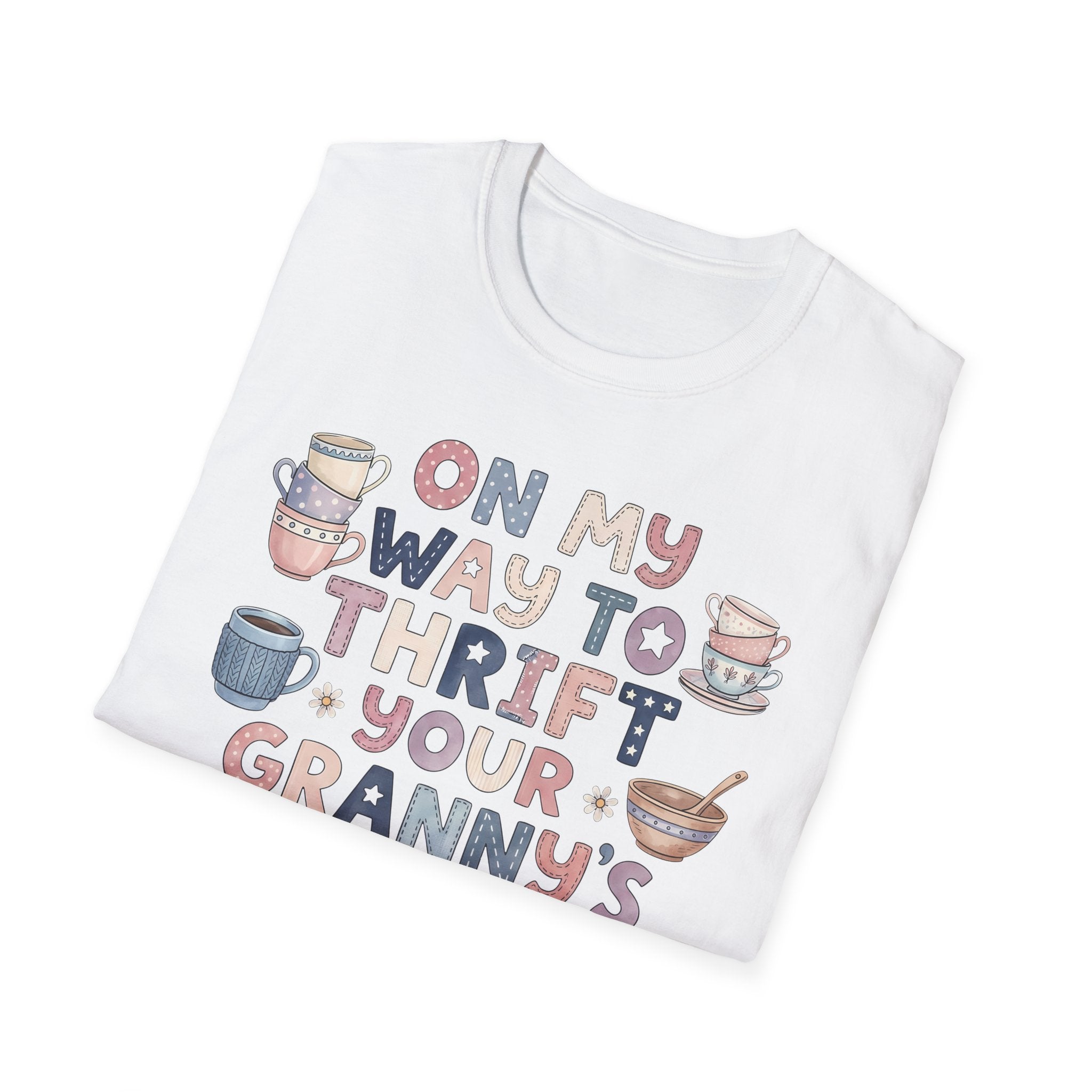 Thrifted Finds Tee — “On My Way to Thrift Your Granny’s Knick Knacks” Vintage Coffee Graphic T-Shirt