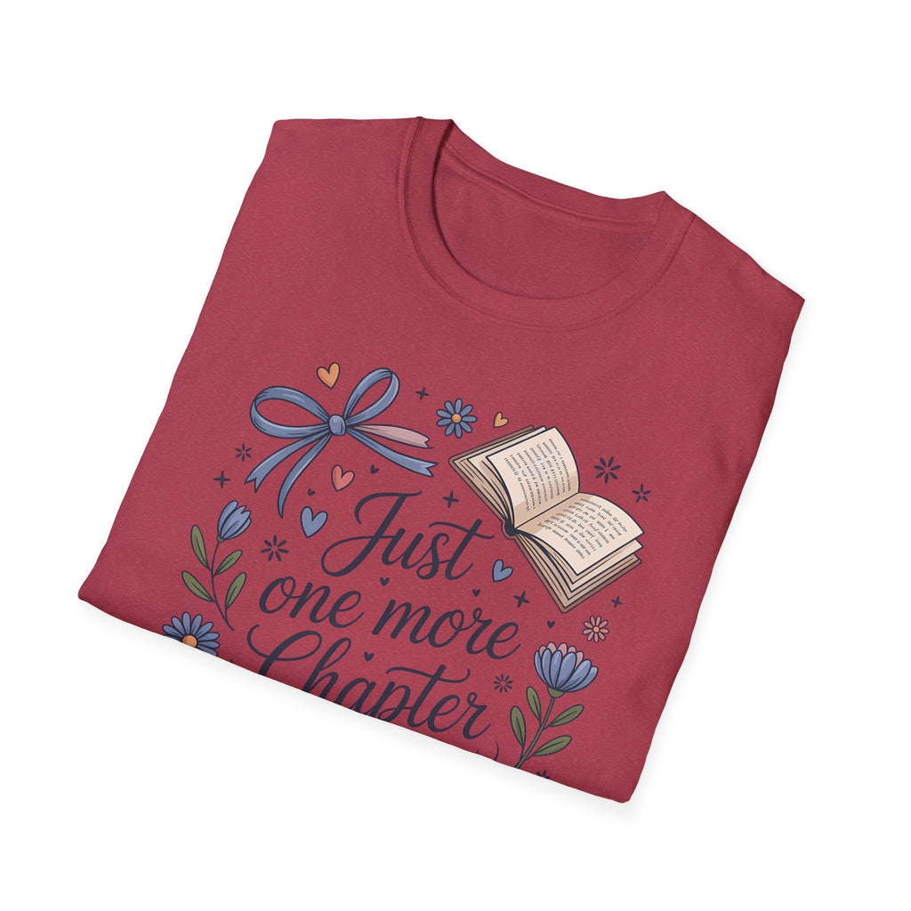 T-Shirt — "Just One More Chapter" Book Lover Tee with Glasses & Coffee
