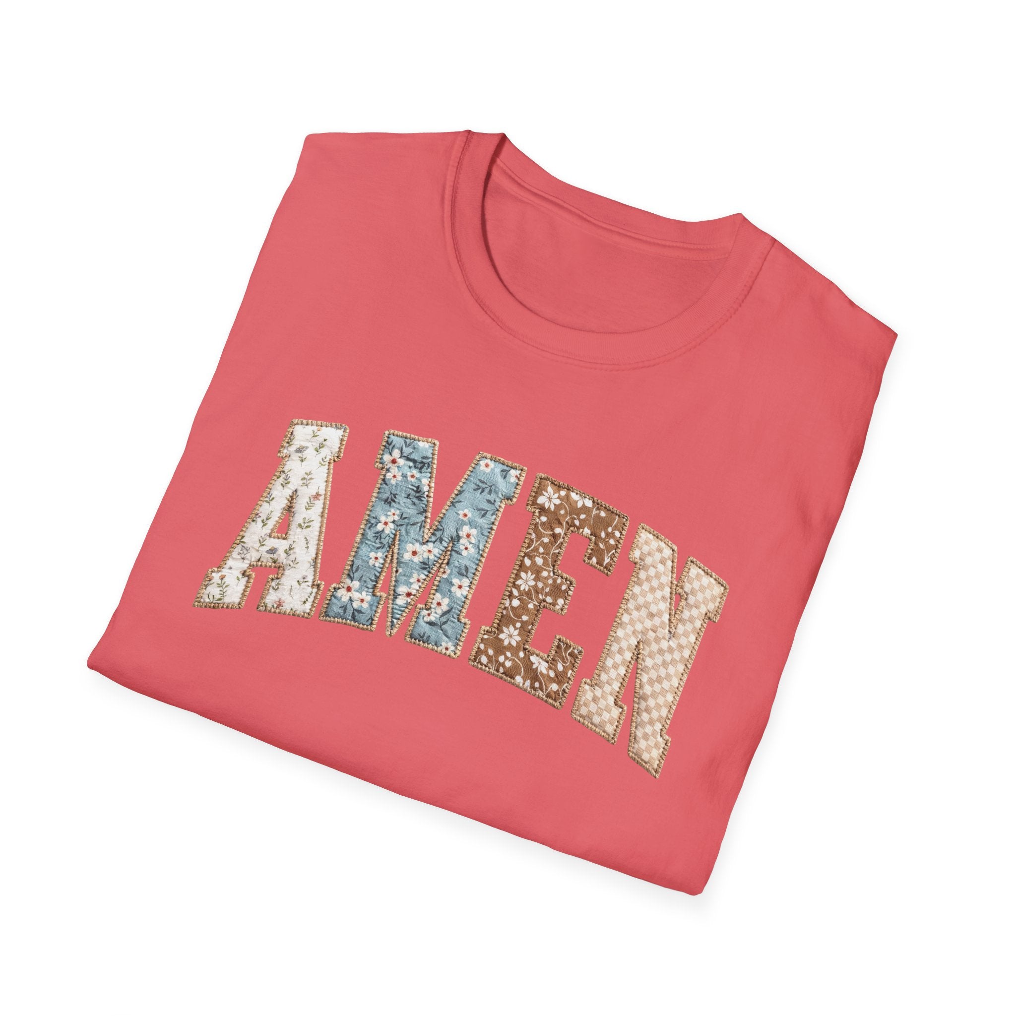 Amen Floral T-Shirt — Vintage Patchwork Faith Tee