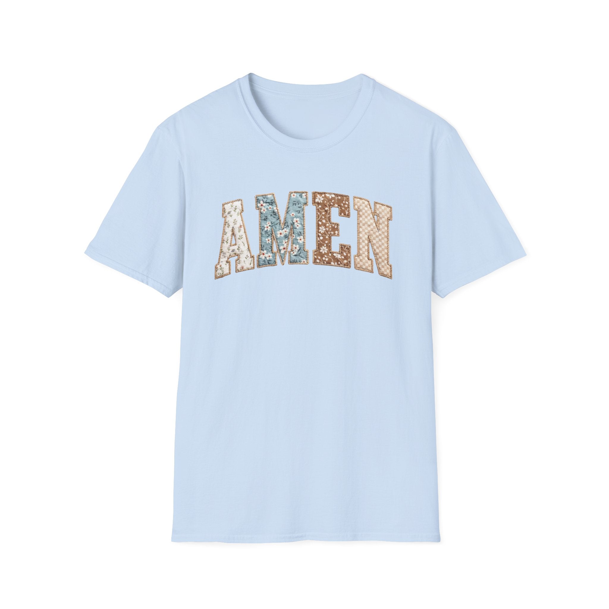 Amen Floral T-Shirt — Vintage Patchwork Faith Tee