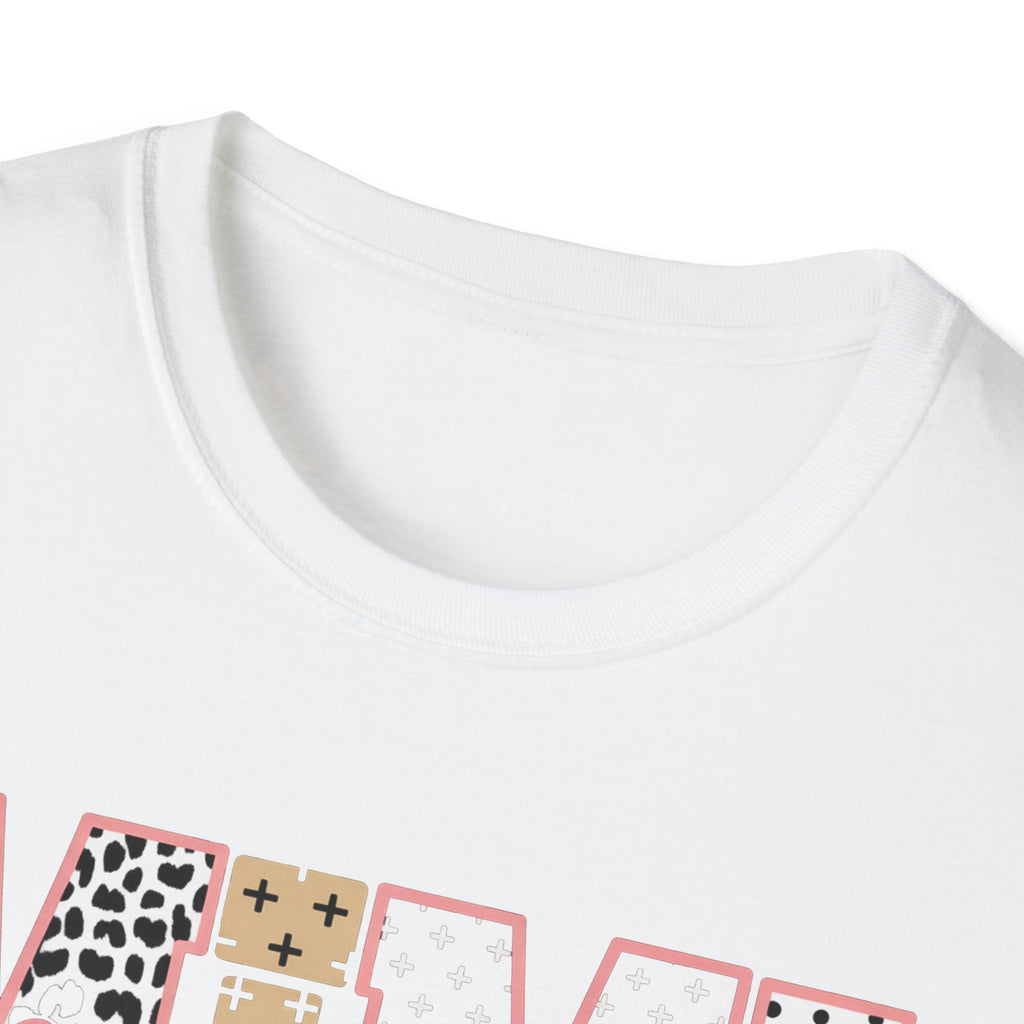 Mimi Leopard Patchwork T‑Shirt — Cute Floral & Animal Print "Mimi" Graphic Tee