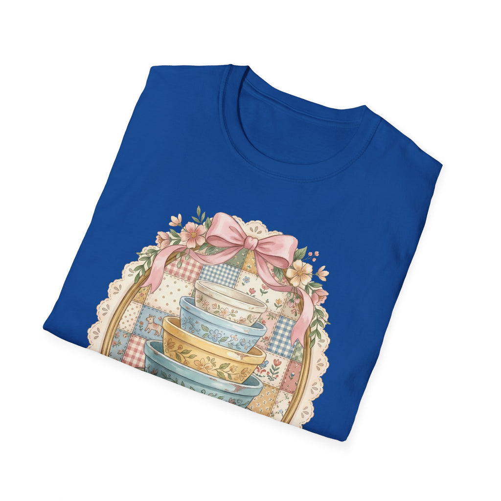 Vintage Mixing Bowls T-Shirt — Shabby Chic Kitchen Stack Graphic Tee
