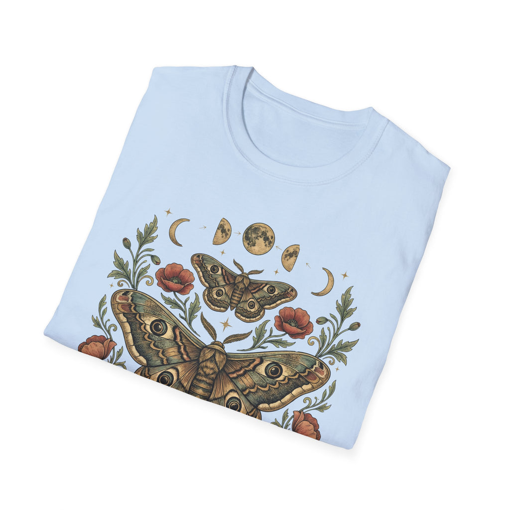 Moth & Moon Botanical T-Shirt — Vintage Poppy Moth Graphic Tee