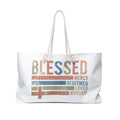 Blessed Weekender Bag — Mercy Redeemed Loved Worship Canvas Tote
