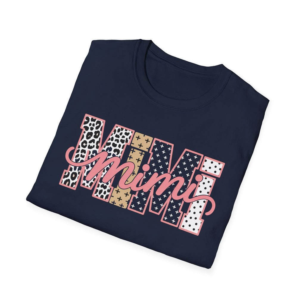 Mimi Leopard Patchwork T‑Shirt — Cute Floral & Animal Print "Mimi" Graphic Tee