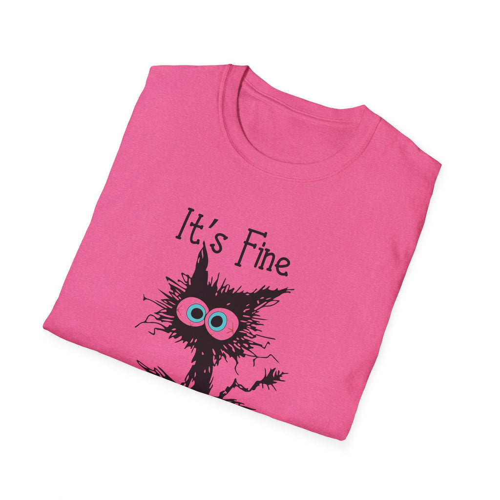 It's Fine Cat T-Shirt — Funny Grunge Cat Graphic Tee ("It's Fine I'm Fine Everything Is Fine")