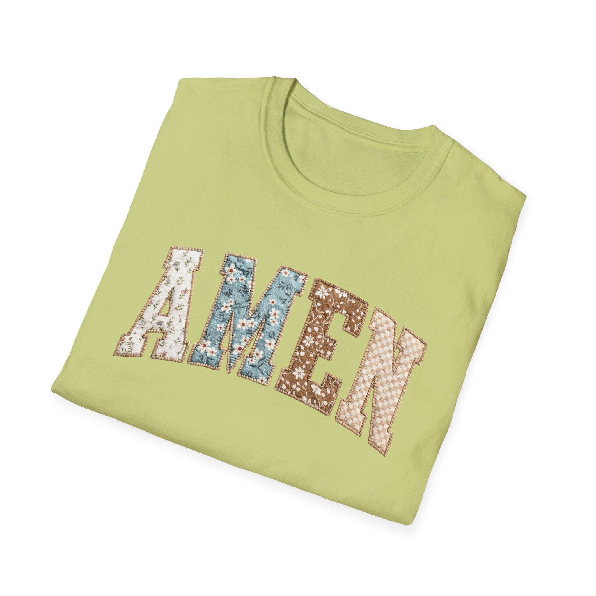 Amen Floral T-Shirt — Vintage Patchwork Faith Tee