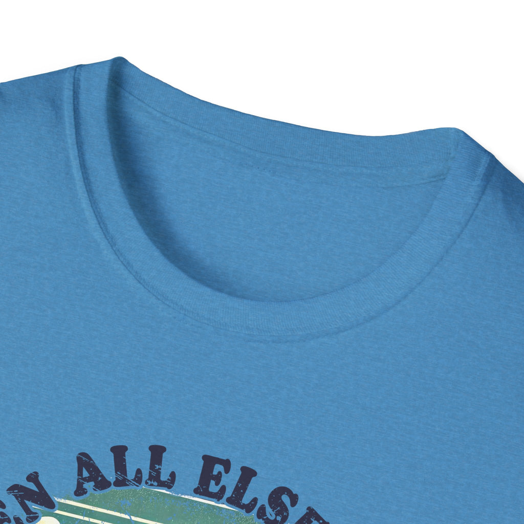 Faith-Based Graphic T-Shirt — "When All Else Fails, God Doesn't" Desert Sunset Design