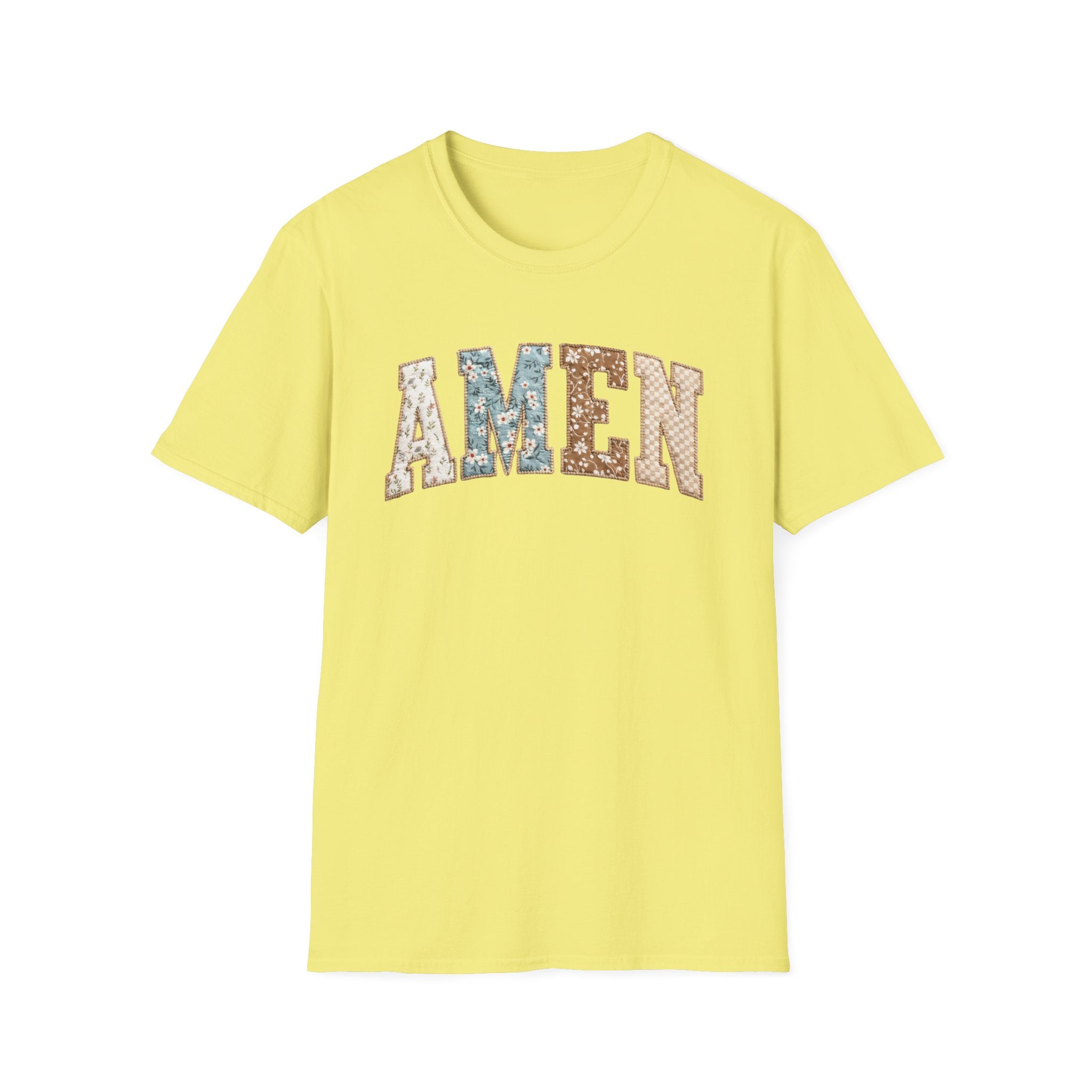 Amen Floral T-Shirt — Vintage Patchwork Faith Tee