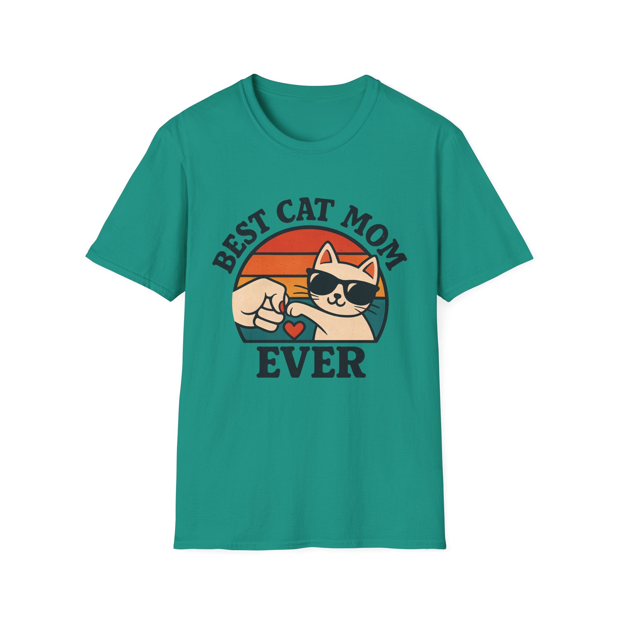 Best Cat Mom Ever T-Shirt — Cute Retro Cat Fist Bump Tee for Cat Lovers, Mother's Day Gift