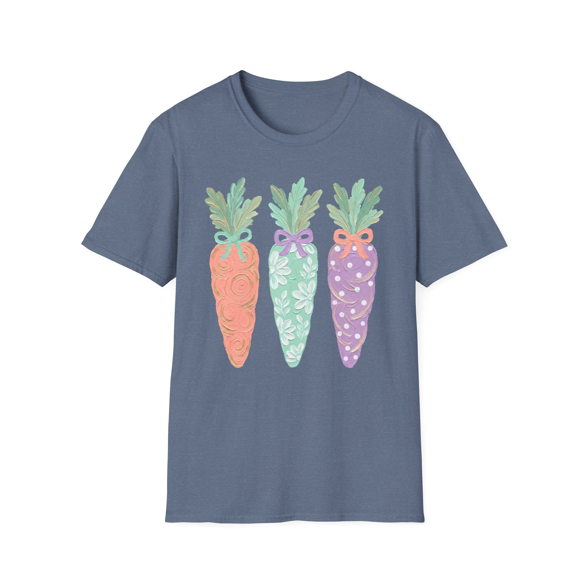 Carrot Trio Graphic T-Shirt — Pastel Floral Easter Tee