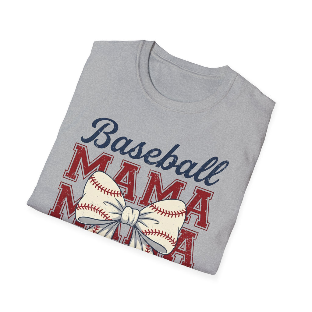 Baseball Mama T-Shirt — Retro Bow Baseball Mom Tee