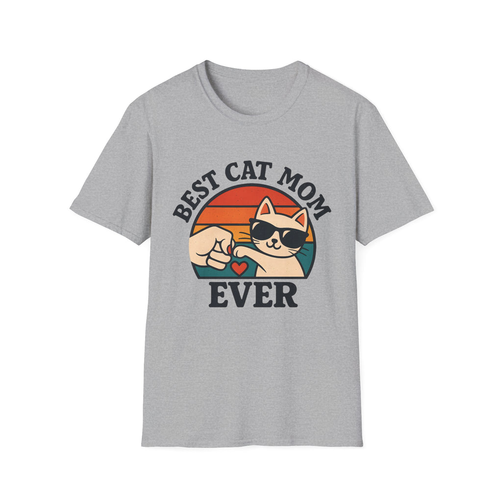 Best Cat Mom Ever T-Shirt — Cute Retro Cat Fist Bump Tee for Cat Lovers, Mother's Day Gift
