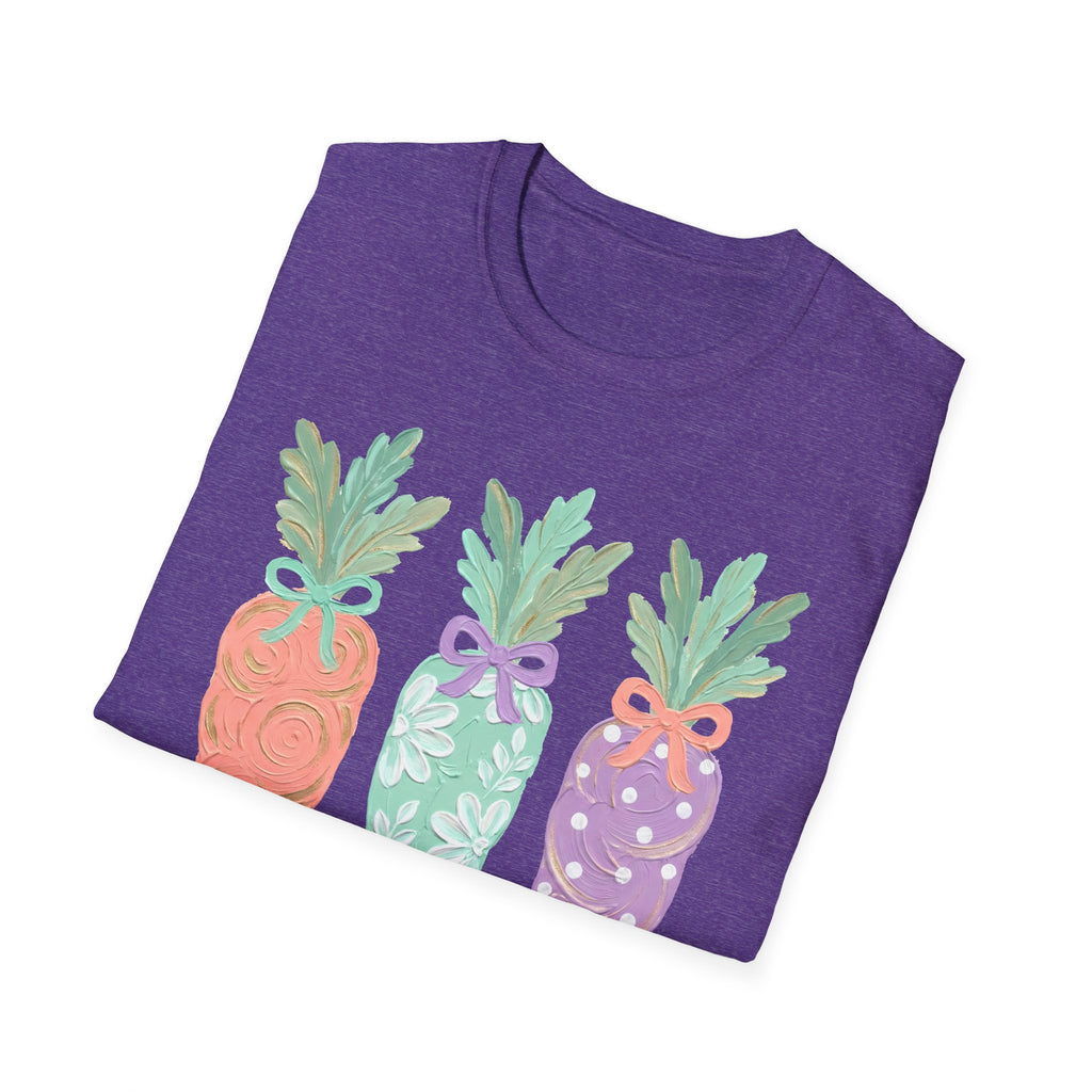Carrot Trio Graphic T-Shirt — Pastel Floral Easter Tee